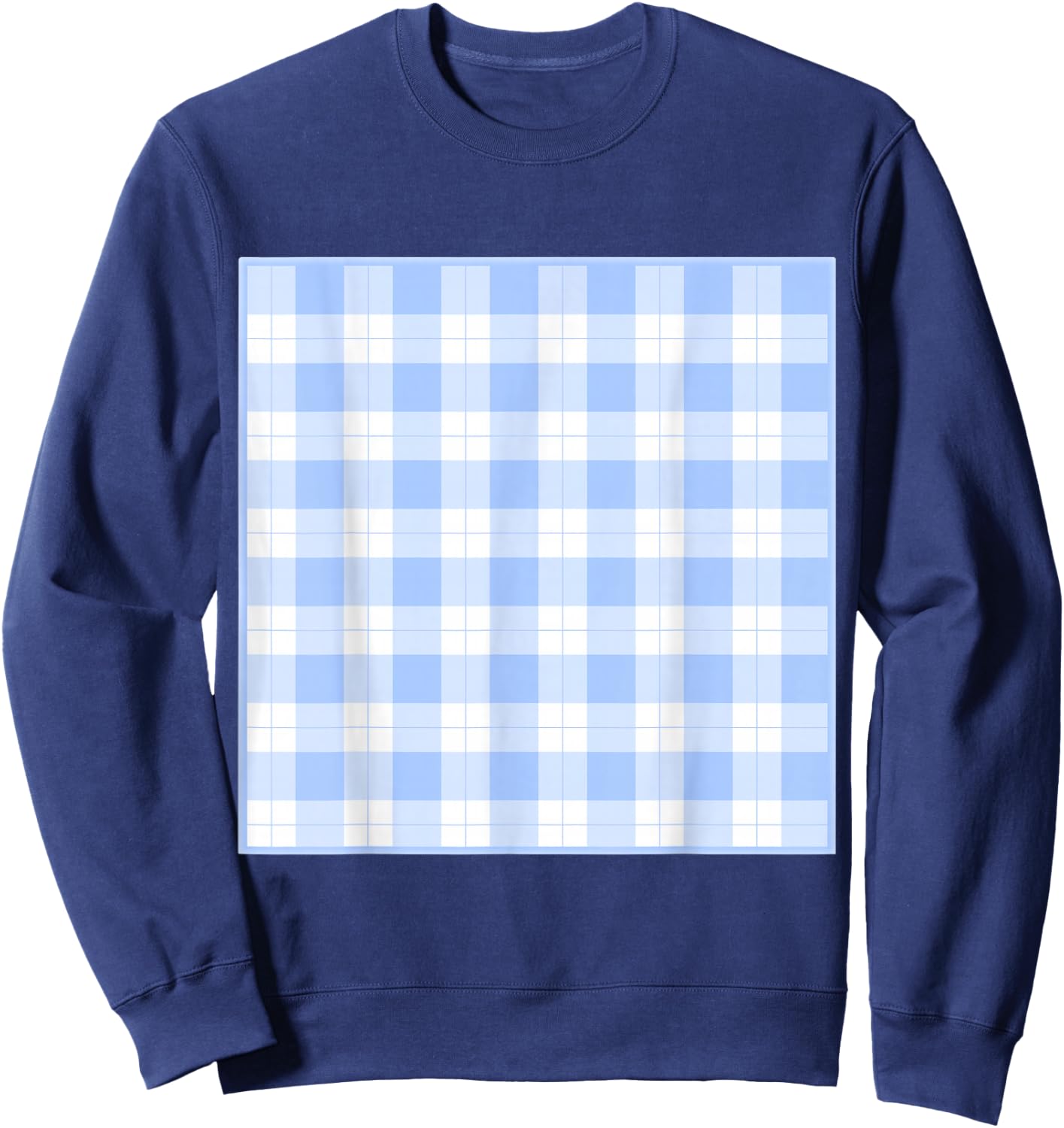 Blue Checkerboard Gingham Patten Sweatshirt - Sweatshirt | Navy