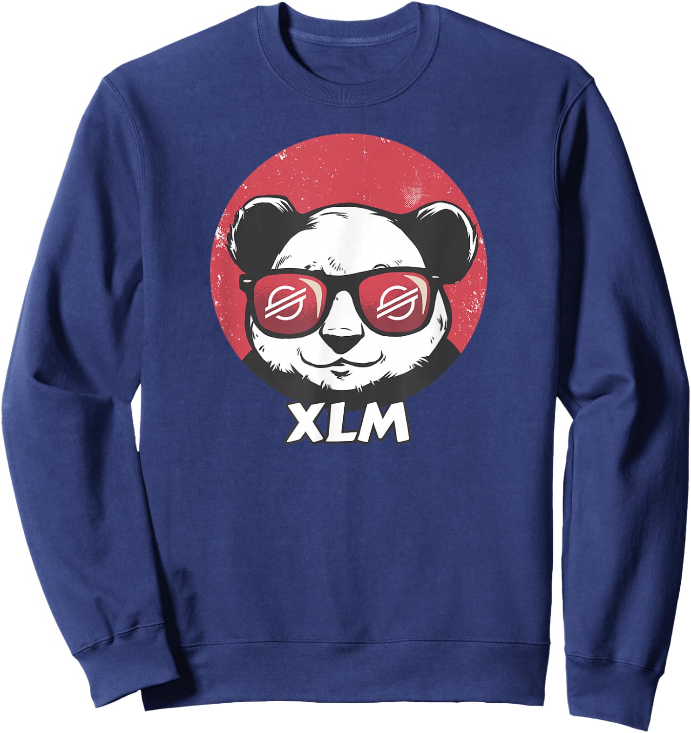 Stellar XLM Cute Crypto Panda Sun Glasses Retro Sweatshirt - Sweatshirt | Navy