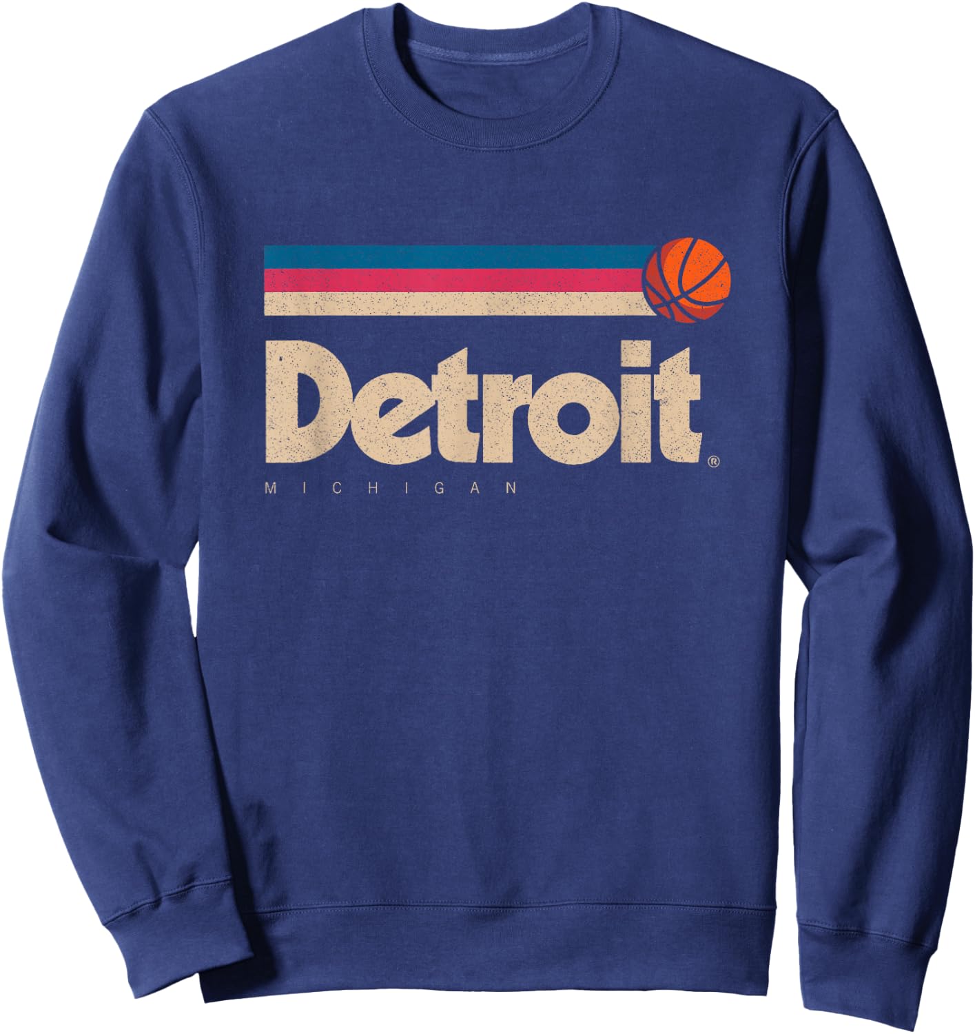 Detroit Basketball B-Ball City Michigan Retro Detroit Sweatshirt - Sweatshirt | Navy