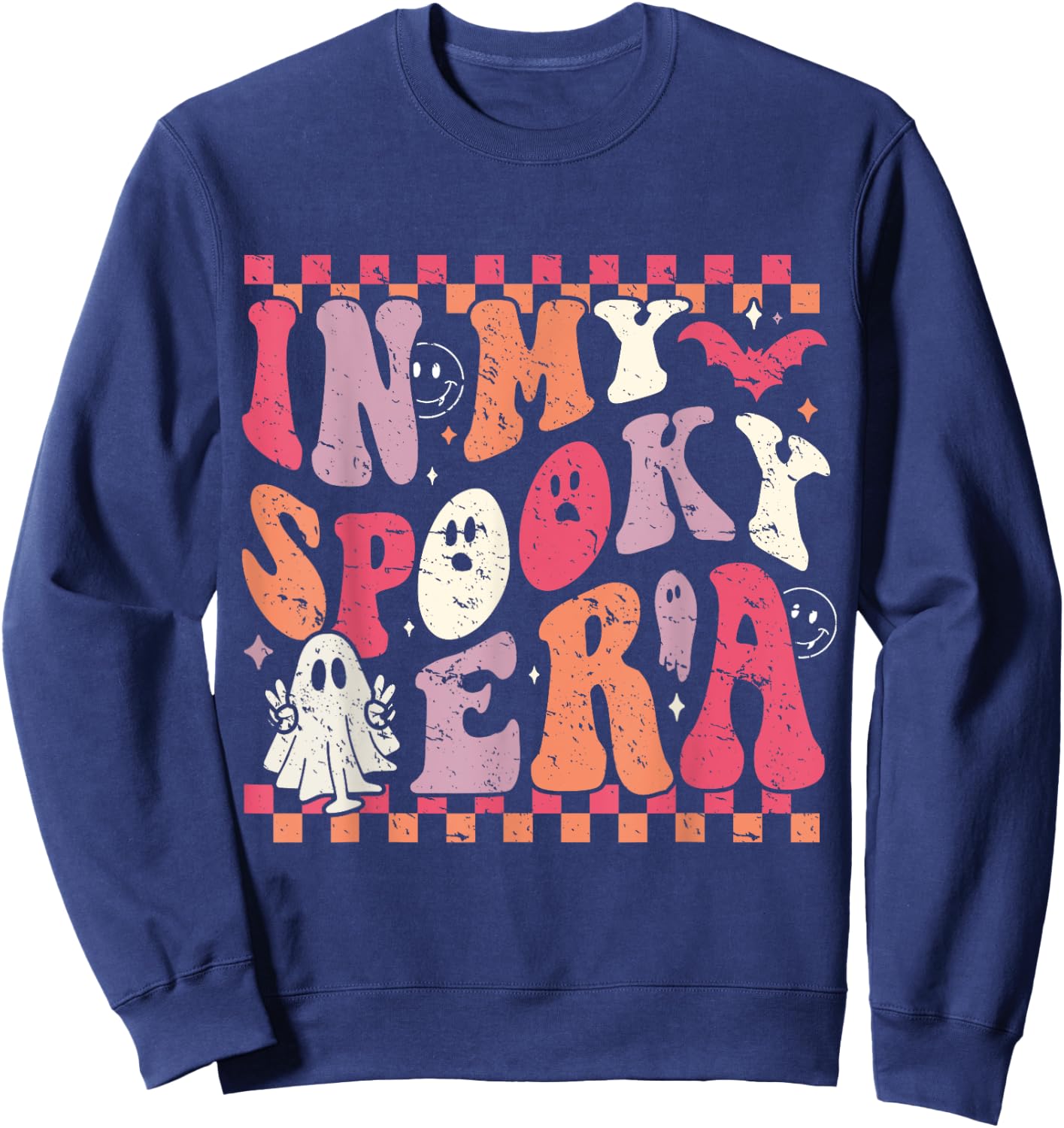 In My Spooky Era Groovy Hippie Halloween Ghost Sweatshirt - Sweatshirt | Navy