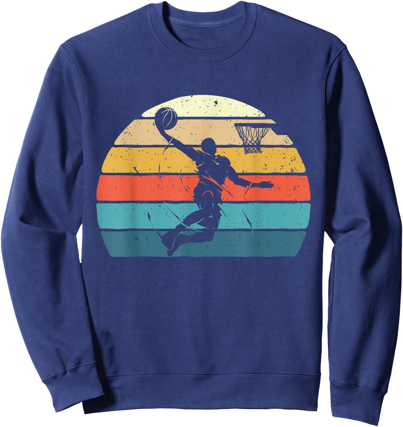 Vintage Basketball Dunk - Ball Game Trainer Sports Lover Sweatshirt - Sweatshirt | Navy