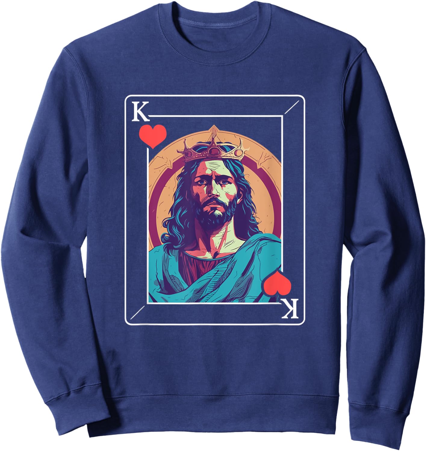 Jesus Christ - Jesus King Of Hearts Sweatshirt - Sweatshirt | Navy