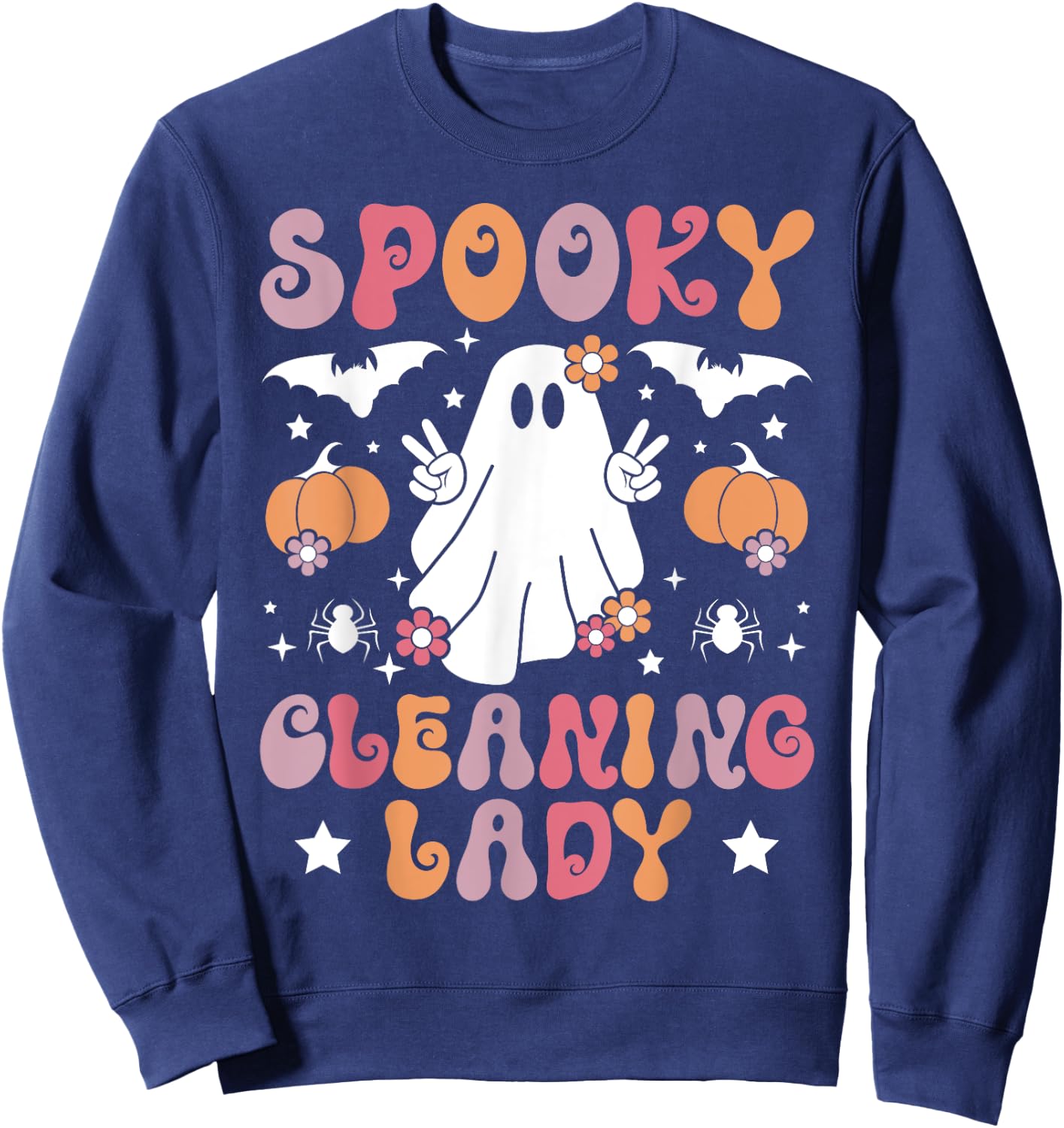 Spooky Cleaning Lady Halloween Housekeeping Cleaner Sweatshirt - Sweatshirt | Navy