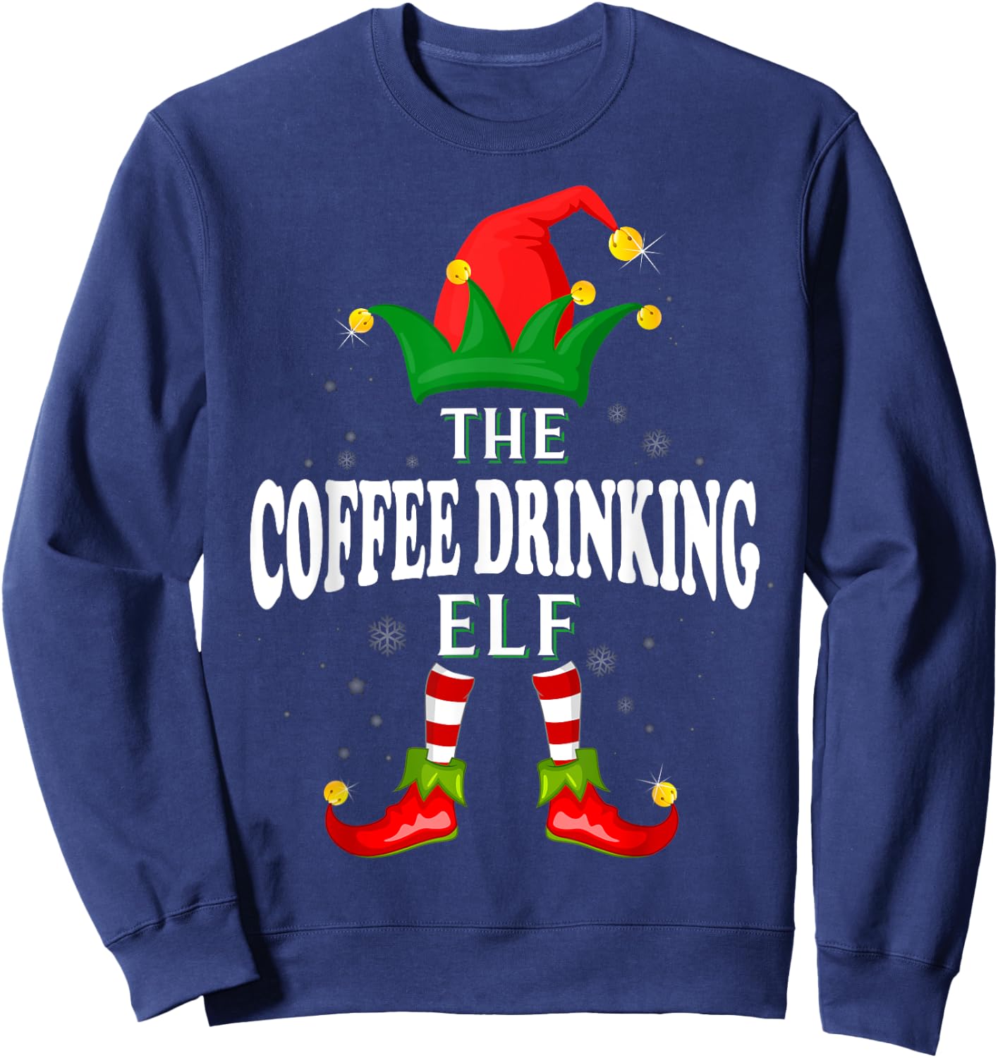 Xmas Coffee drinking Elf Family Matching Christmas Pajama Sweatshirt - Sweatshirt | Navy