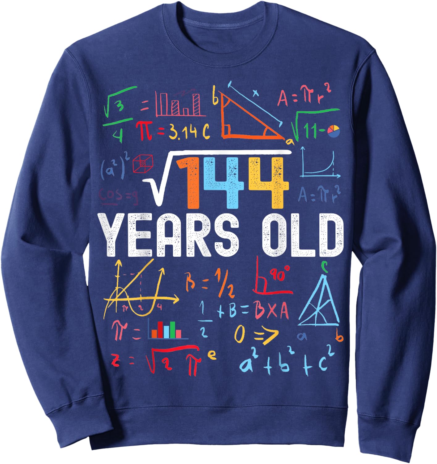 Square Root Of 144 12th Birthday 12 Years Old Birthday Sweatshirt - Sweatshirt | Navy