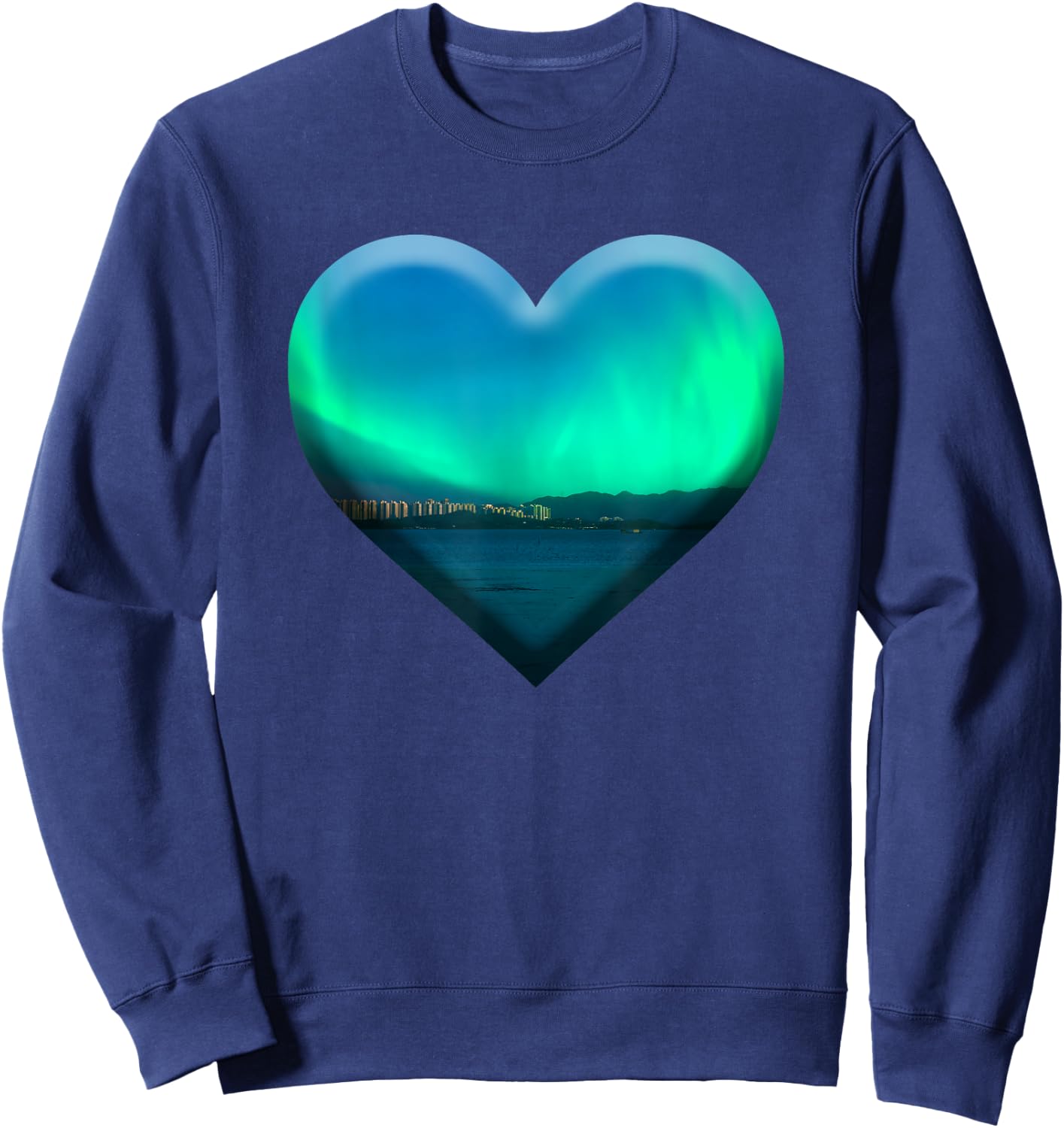 Northern Light Aurora Borealis Heart Shape Love Nature Sky Sweatshirt - Sweatshirt | Navy