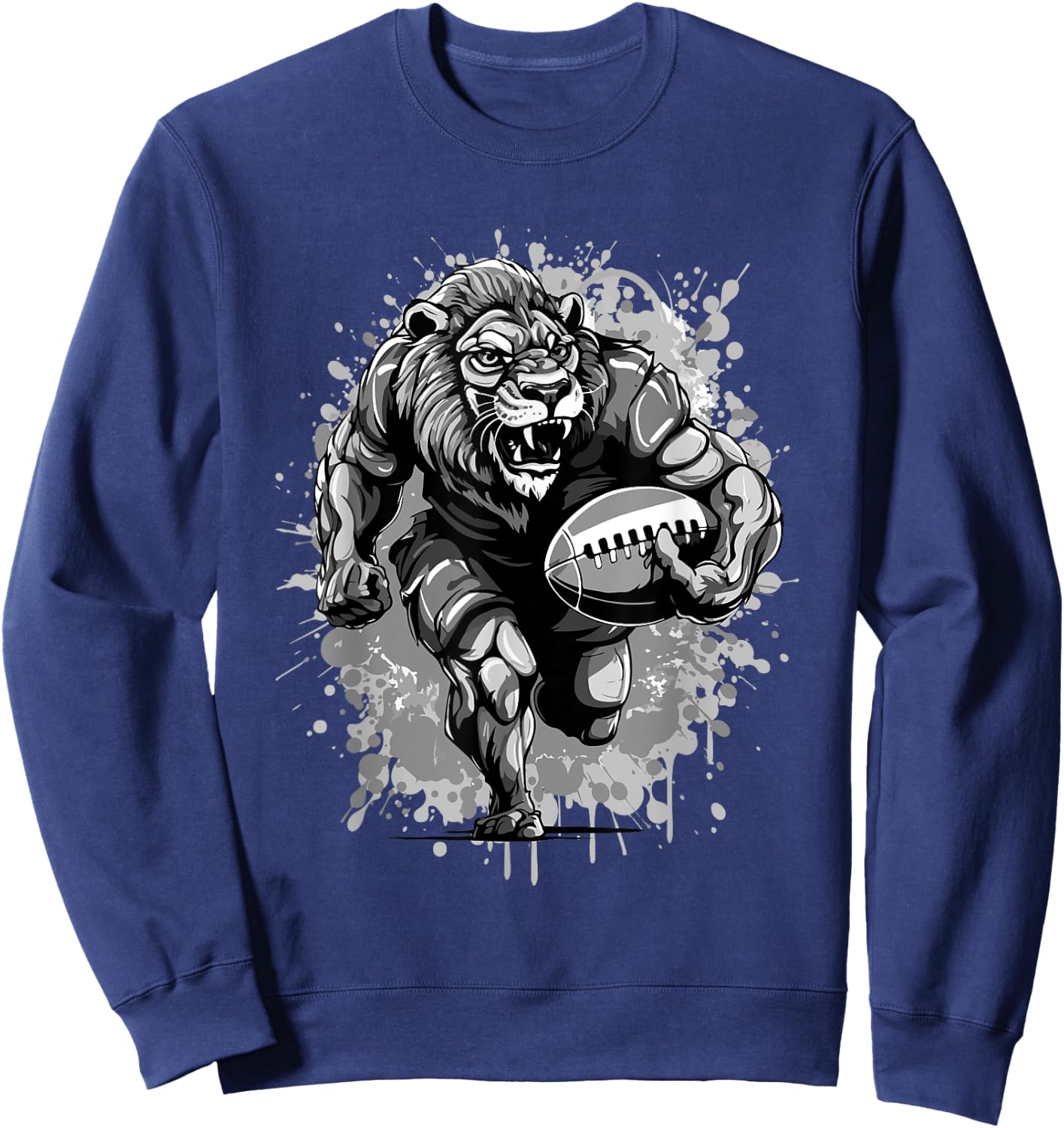 Lion American Football Team Animal Mascot Sweatshirt - Sweatshirt | Navy