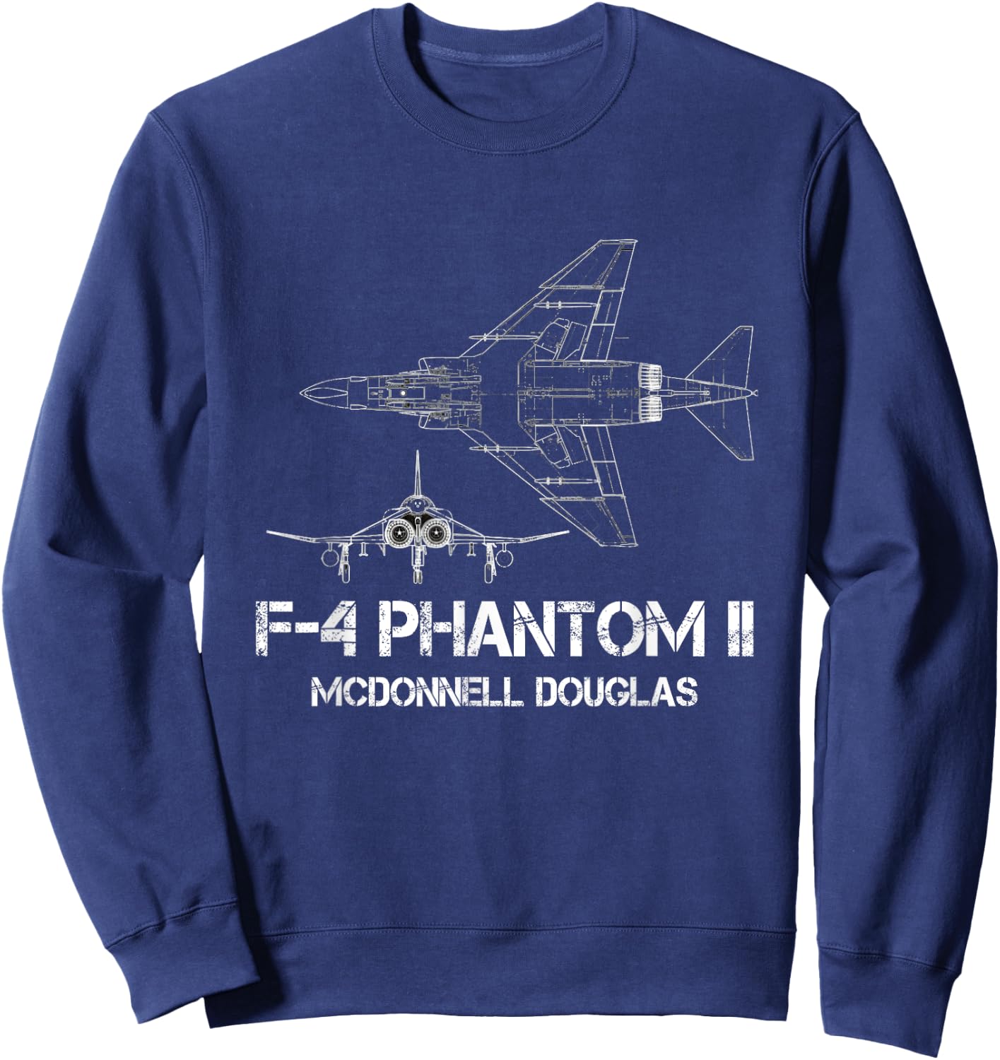 McDonnell Douglas F-4 Phantom II Blueprint Aircraft Sweatshirt - Sweatshirt | Navy