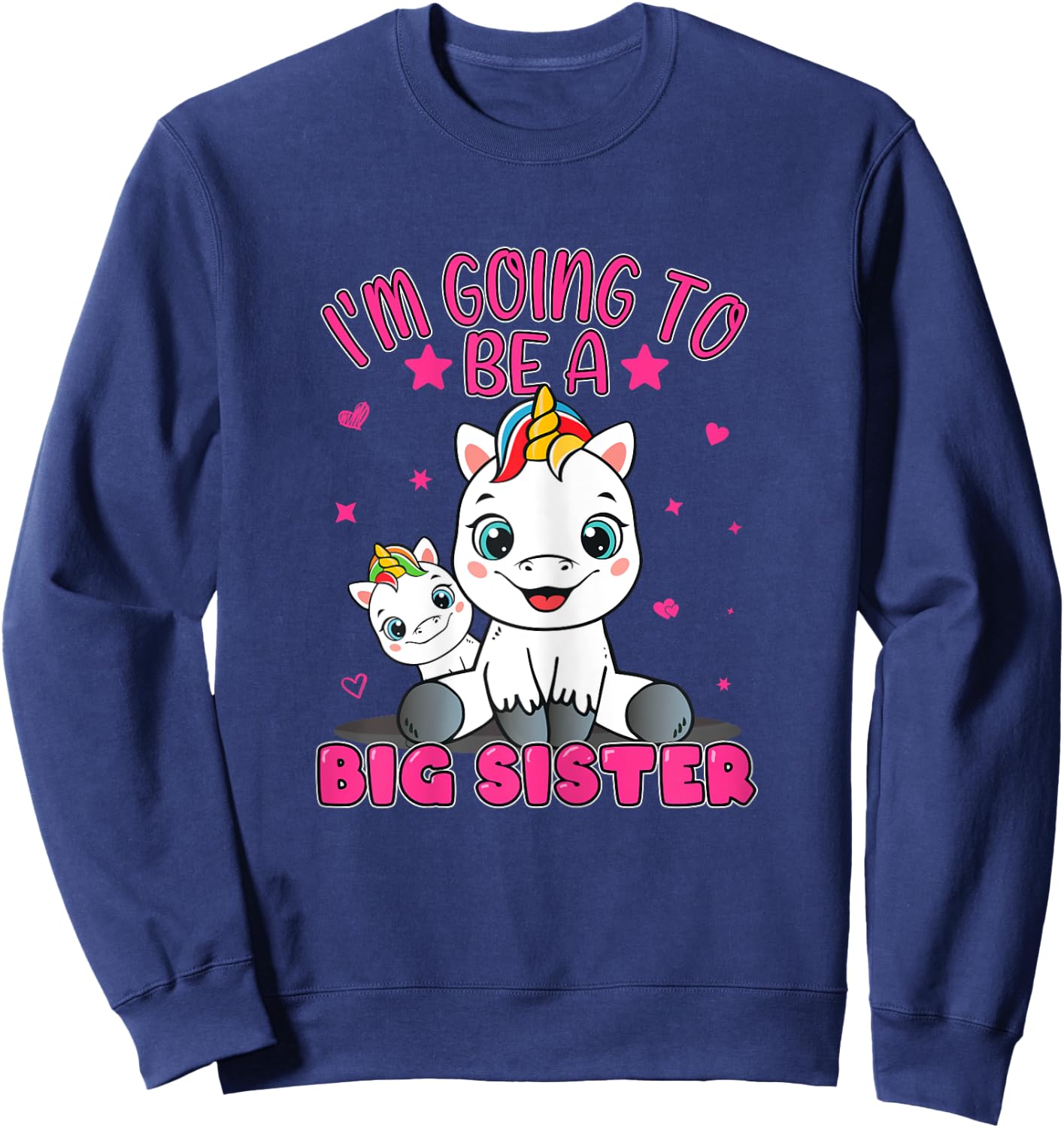 I'm Going To Be A Big Sister Girls' Siblings Unicorn Sweatshirt - Sweatshirt | Navy