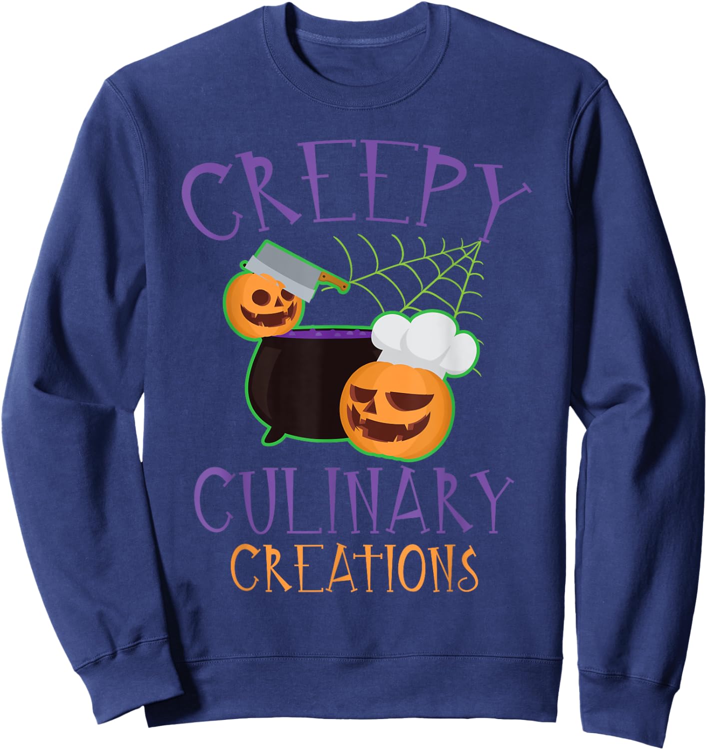 Creepy Culinary Creations Spooky Cooking Chef Halloween Sweatshirt - Sweatshirt | Navy