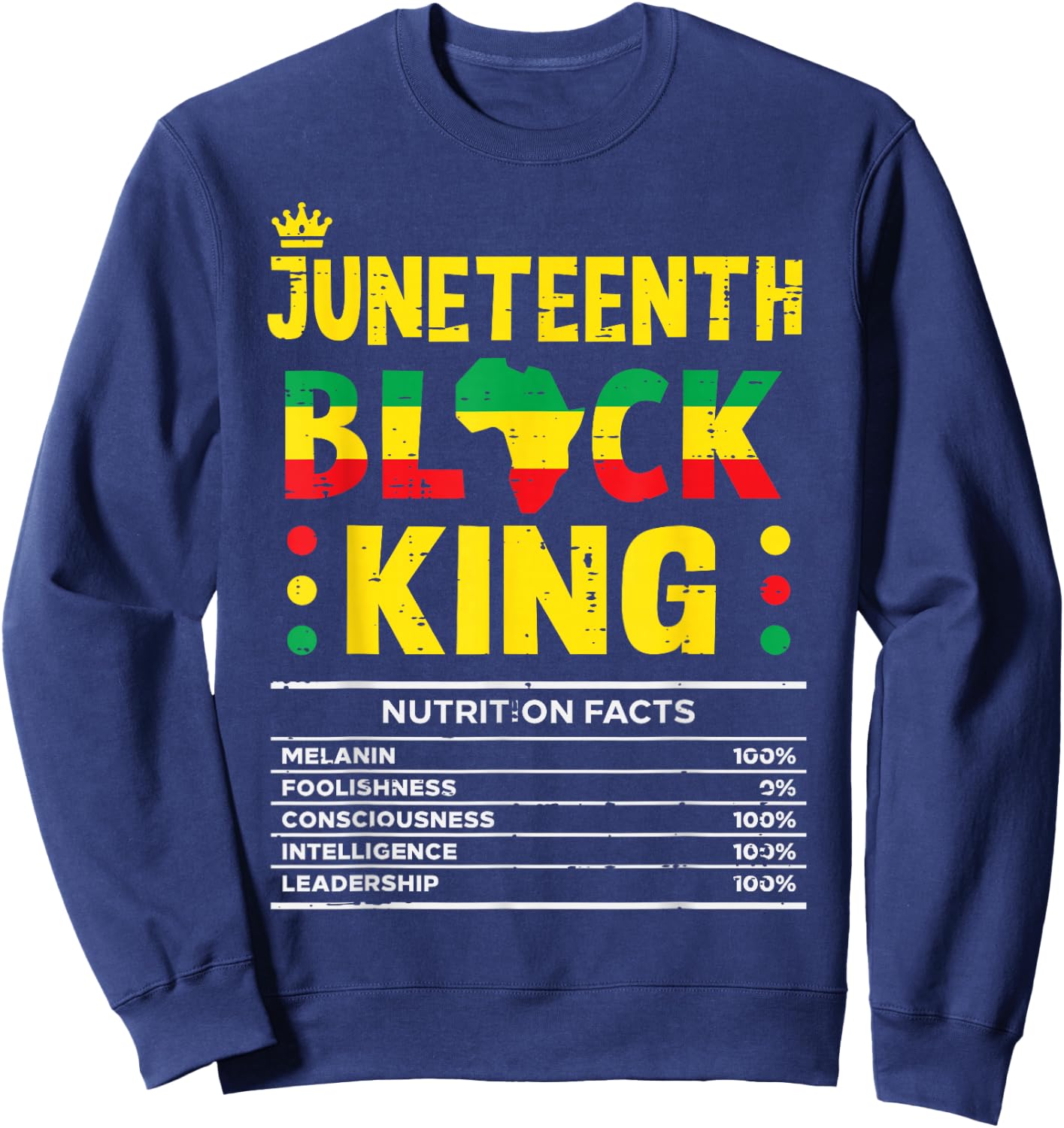 Juneteenth Black King African American Men Boys Kids Youth Sweatshirt - Sweatshirt | Navy