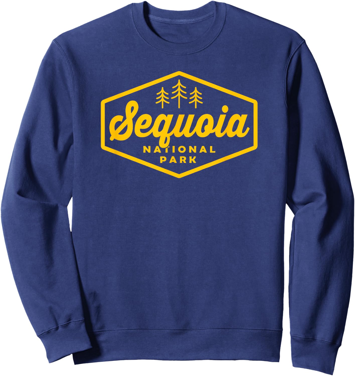 Sequoia National Park Tree Hexagon Badge Camping Hiking Sweatshirt - Sweatshirt | Navy