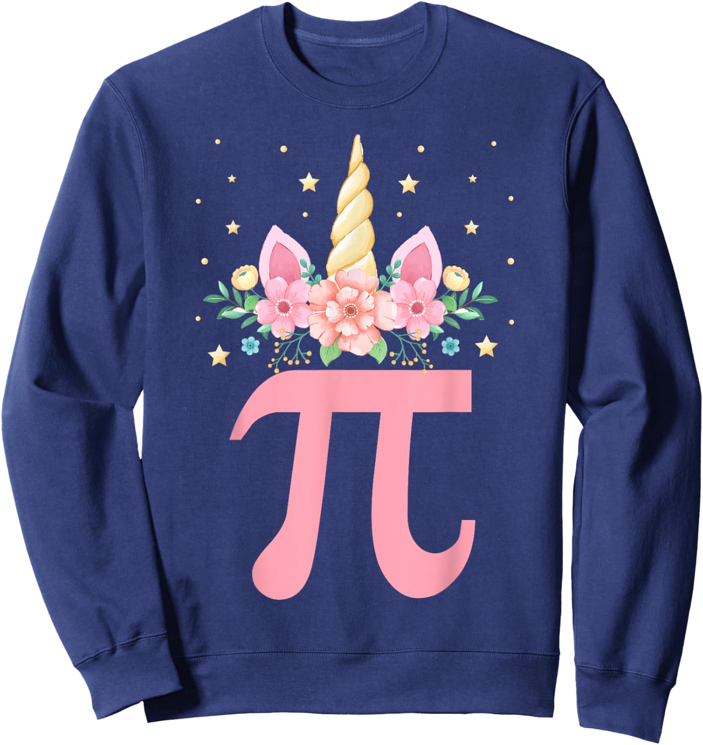 Cute Unicorn Pi day Floral Kids Boys Girls Math Teachers Sweatshirt - Sweatshirt | Navy
