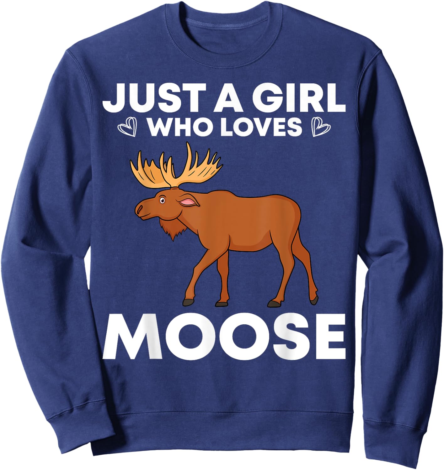 Funny Moose Girls Antler Alces Elk Forest Animal Sweatshirt - Sweatshirt | Navy