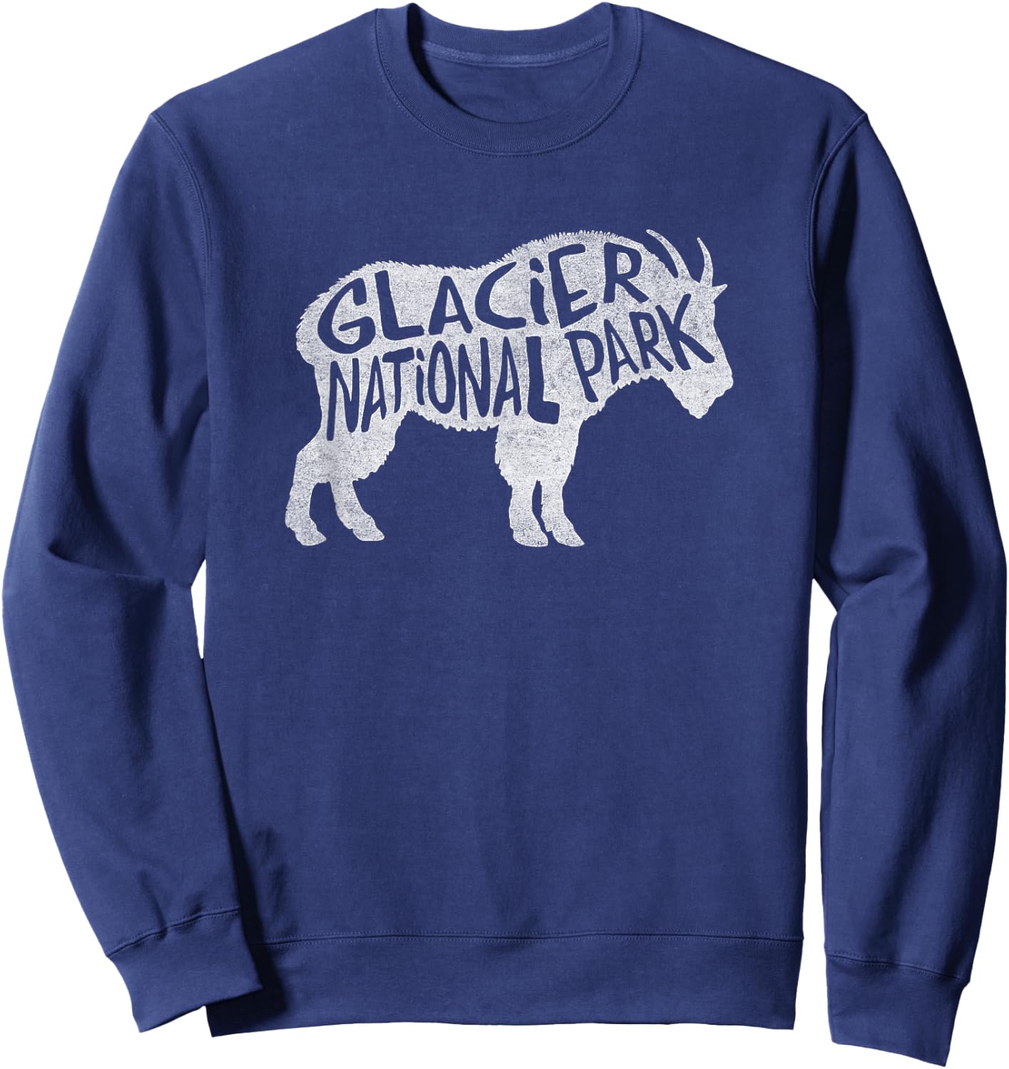 Glacier National Park - Goat Design Sweatshirt - Sweatshirt | Navy