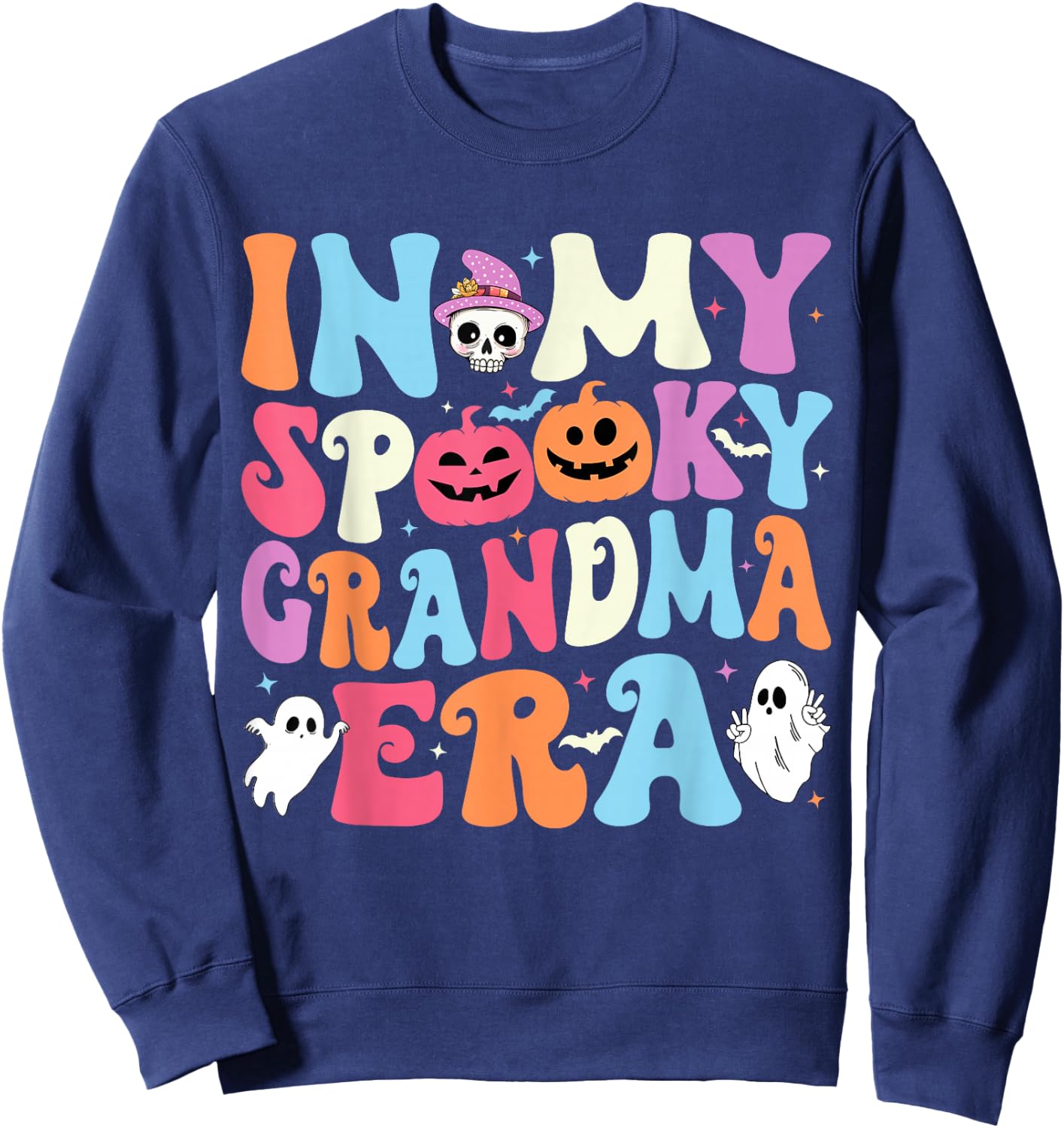 In My Spooky Grandma Era Halloween Groovy Grandma Halloween Sweatshirt - Sweatshirt | Navy