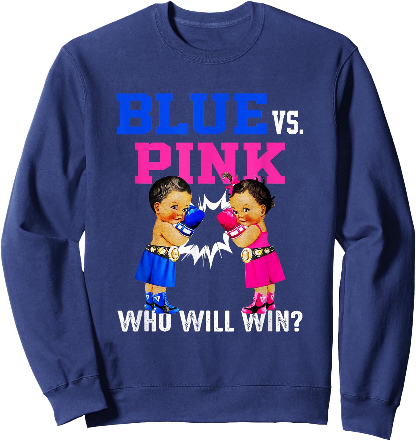 Gender Reveal Blue vs Pink Ethnic Boxing Babies Boy Or Girl Sweatshirt - Sweatshirt | Navy