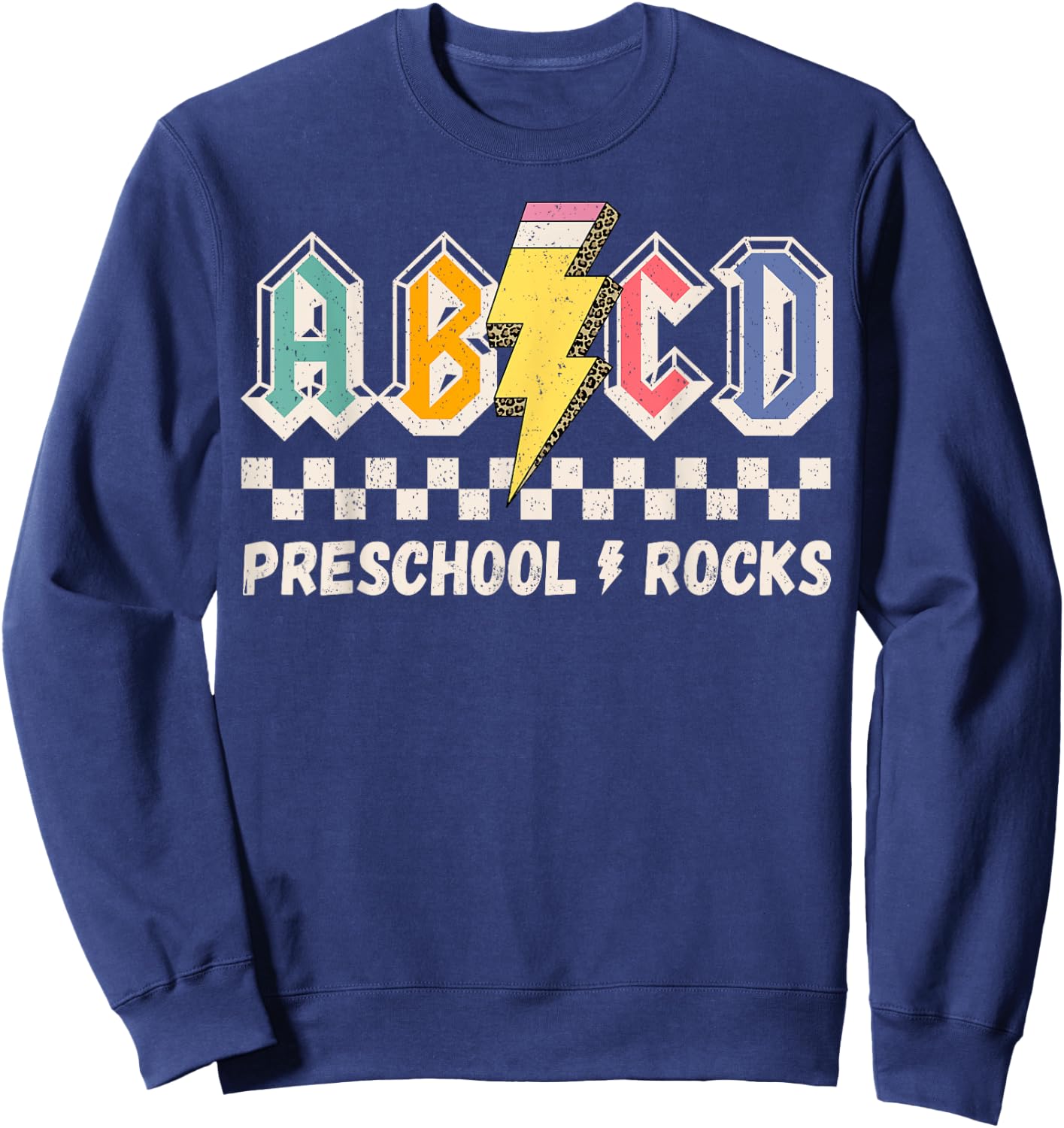 ABCD Preschool Rocks Pencil Lightning Teachers Rock Boys Sweatshirt - Sweatshirt | Navy
