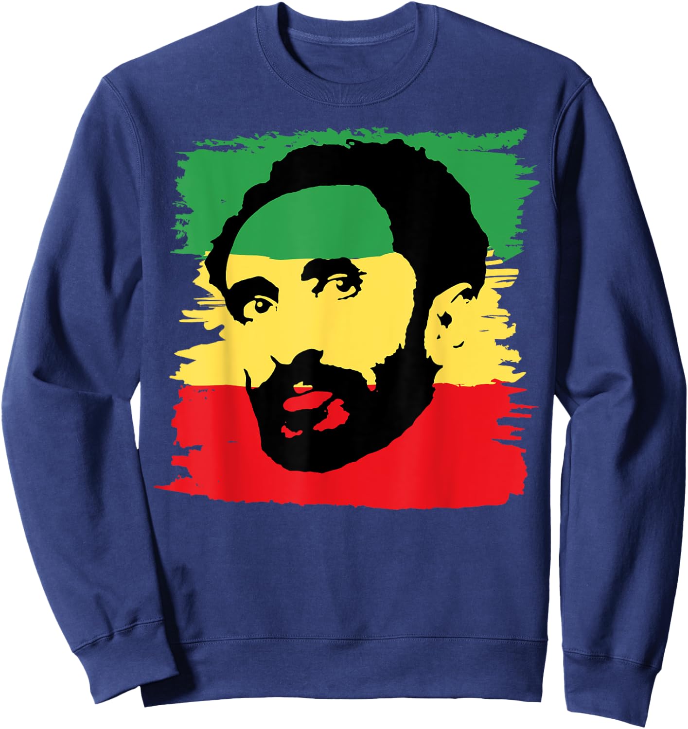 Emperor Haile Selassie Reggae Clothing & Men Rasta Sweatshirt - Sweatshirt | Navy