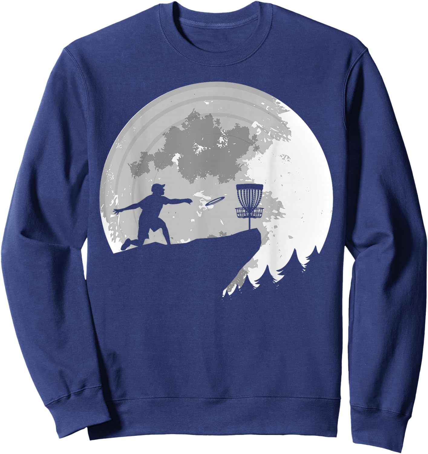 Disc Golfing Funny Full Moon Disc Golf Men Sweatshirt - Sweatshirt | Navy