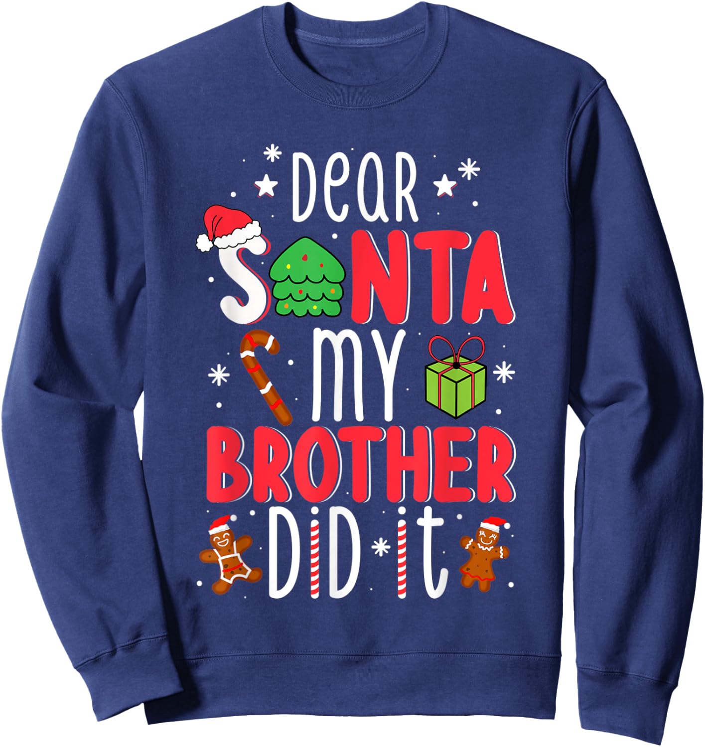 Dear Santa My Brother Did It Christmas Pajama Girl Kids Boys Sweatshirt - Sweatshirt | Navy
