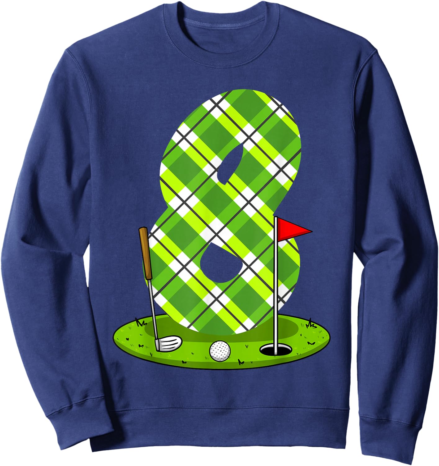 Golf Birthday Shirt For Kids 8th Birthday Party Golfer Sweatshirt - Sweatshirt | Navy