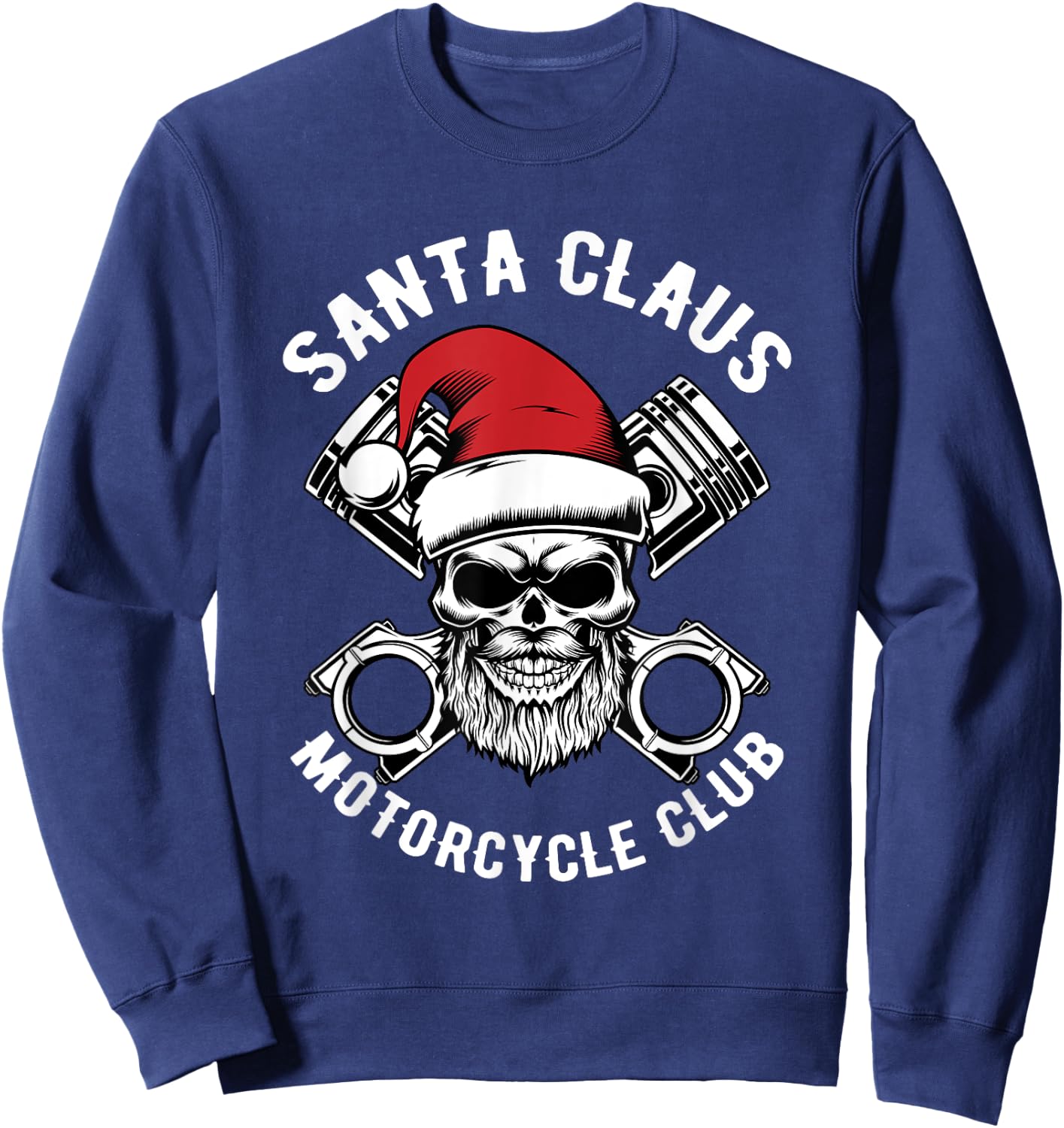 Santa Claus Motorcycle Club Christmas Pajama Cool Xmas Biker Sweatshirt - Sweatshirt | Navy