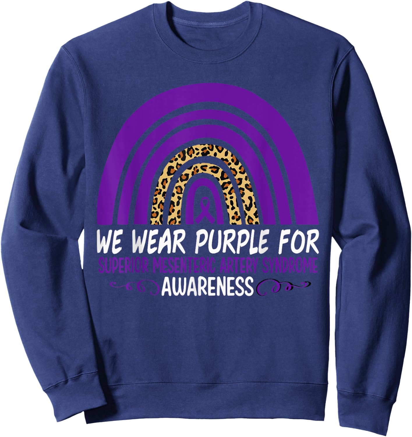We Wear Purple Superior Mesenteric Artery Syndrome Awareness Sweatshirt - Sweatshirt | Navy