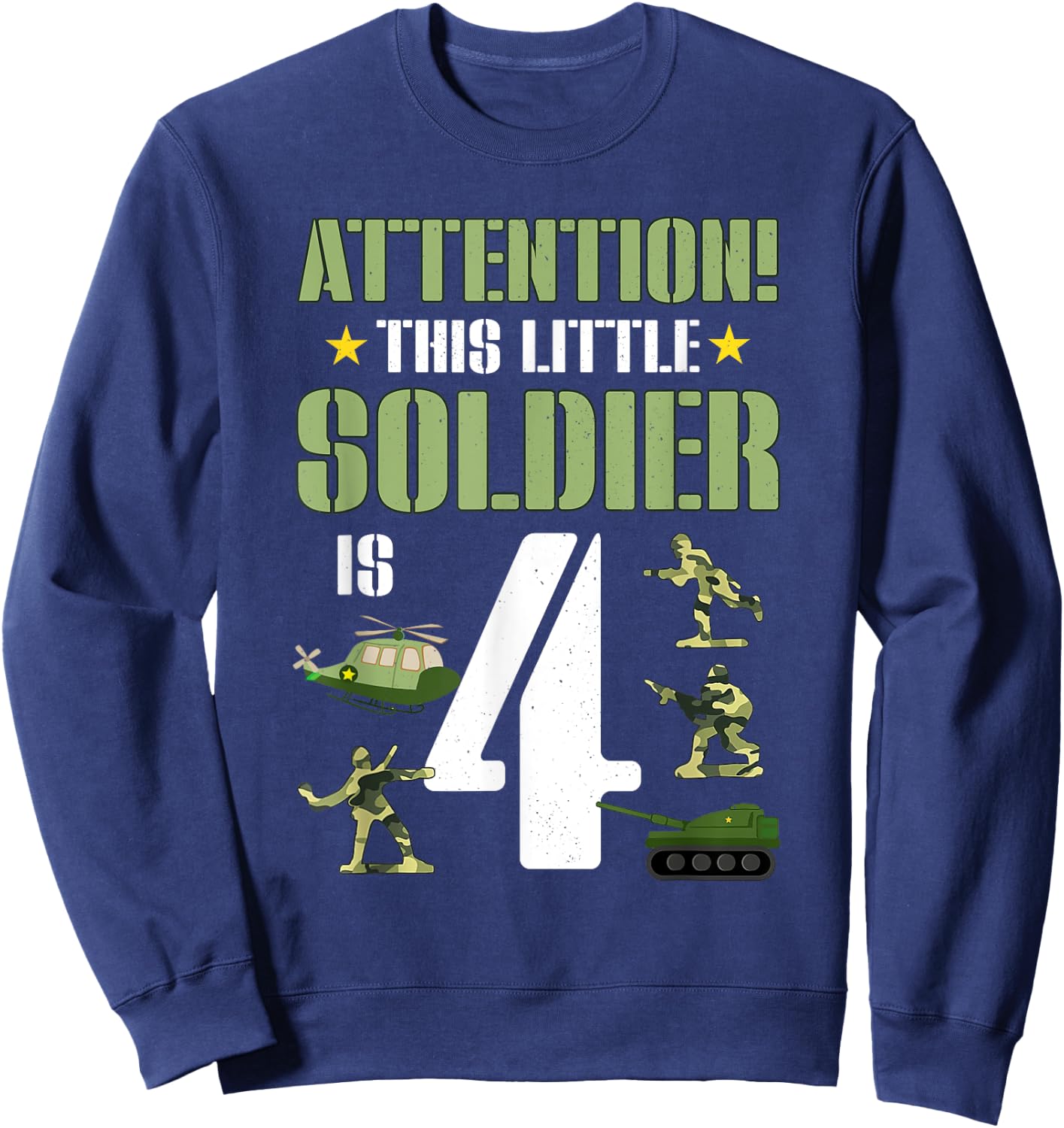 4th Birthday Soldier 4 Year Old Military Themed Camo Boy Sweatshirt - Sweatshirt | Navy