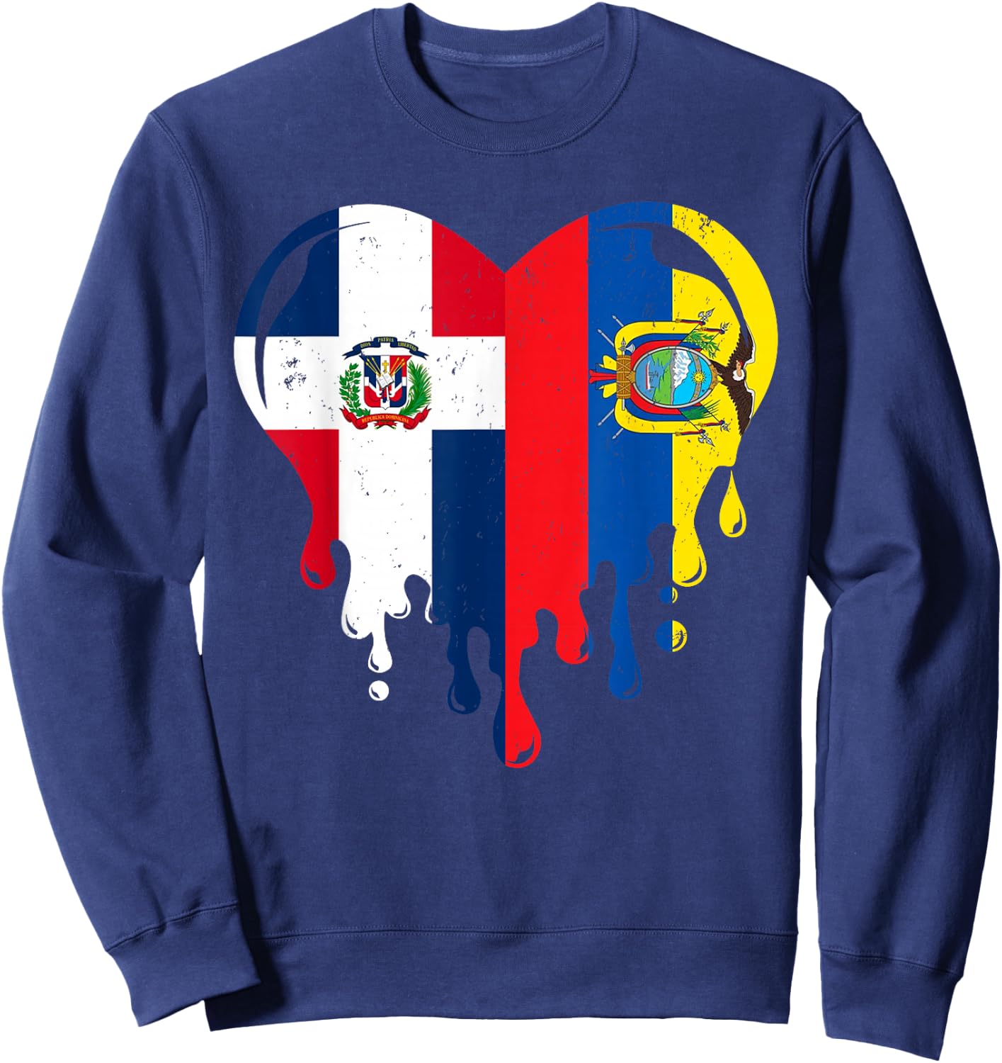 Dominican Republic Ecuador Flag Heart Dominican Ecuadorian Sweatshirt - Sweatshirt | Navy