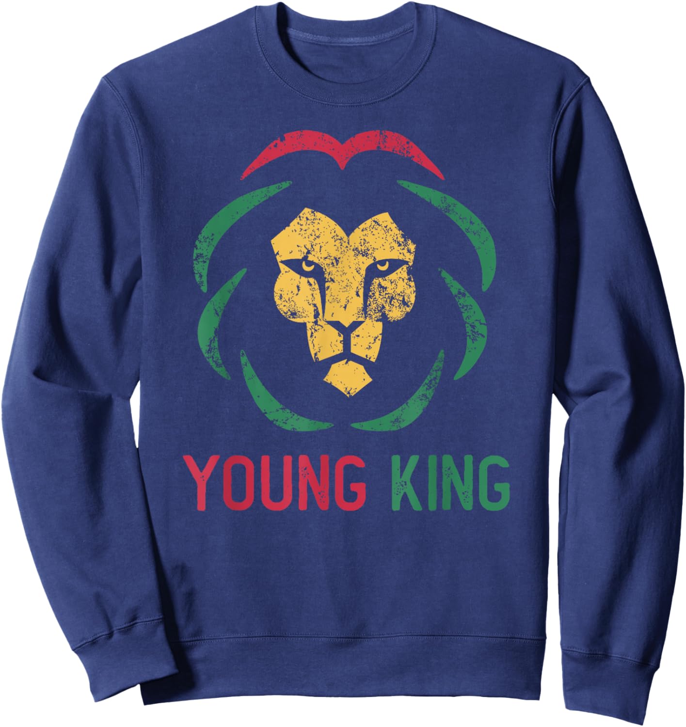 Young King African Lion Boy Black History Month African Boys Sweatshirt - Sweatshirt | Navy