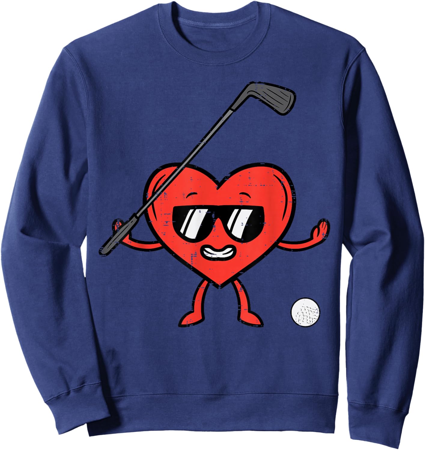 Valentines Day Heart Golf Funny Golfing Golfer Dad Men Boys Sweatshirt - Sweatshirt | Navy