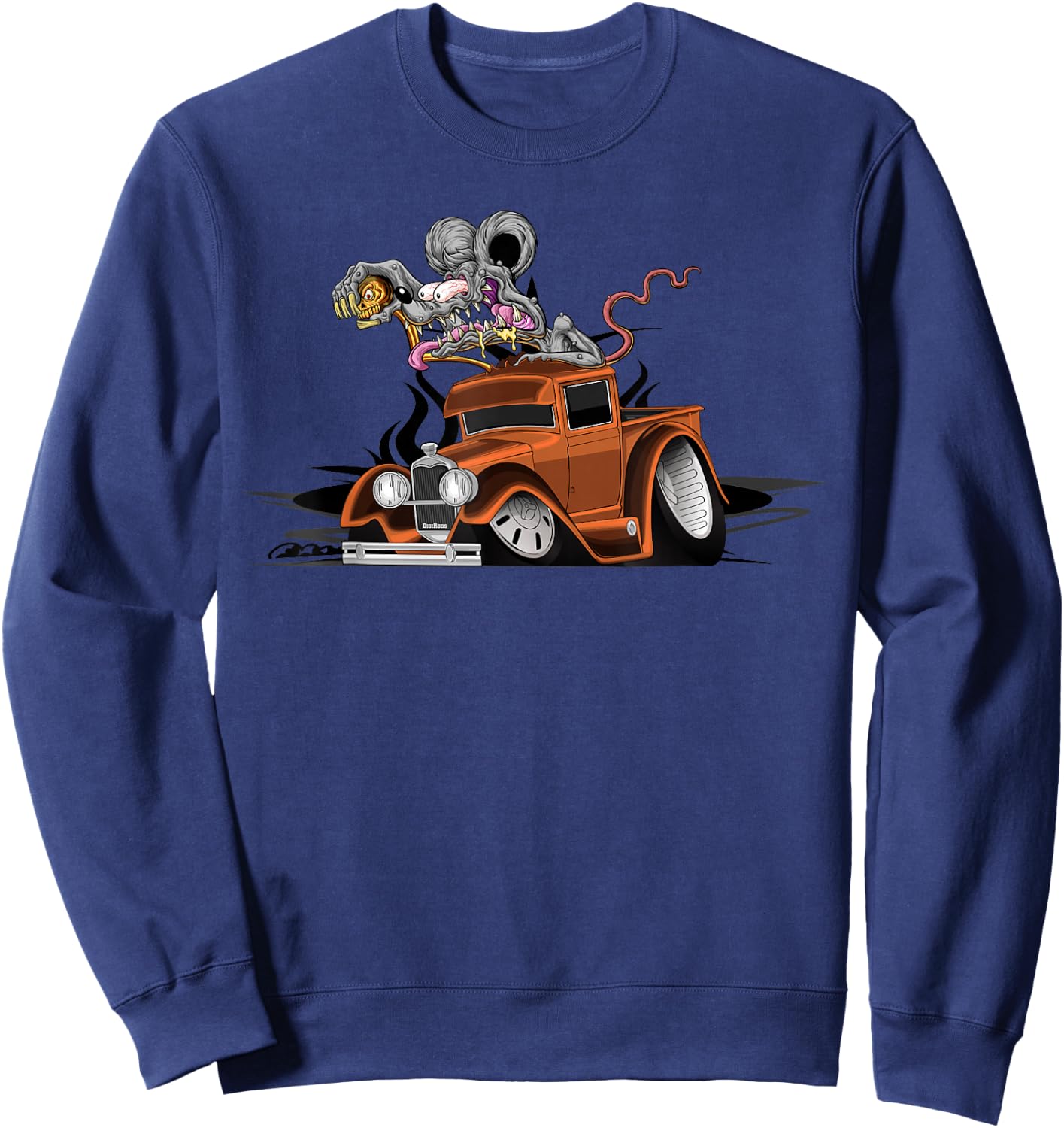 DigiRods Rat Rod Racer 1930s Hot Rod Truck Cartoon Car Sweatshirt - Sweatshirt | Navy