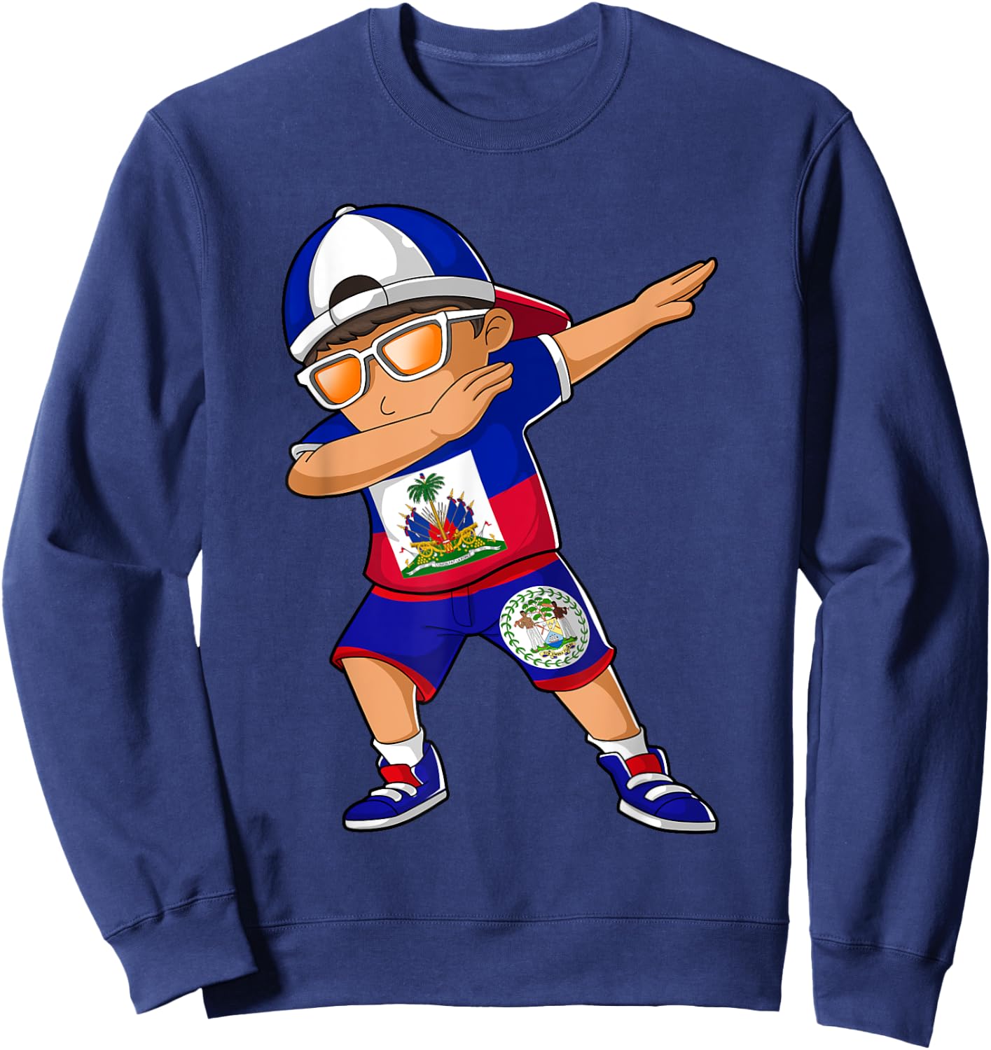 Half Haitian Half Belizean Boy Haiti Belize Flag Sweatshirt - Sweatshirt | Navy