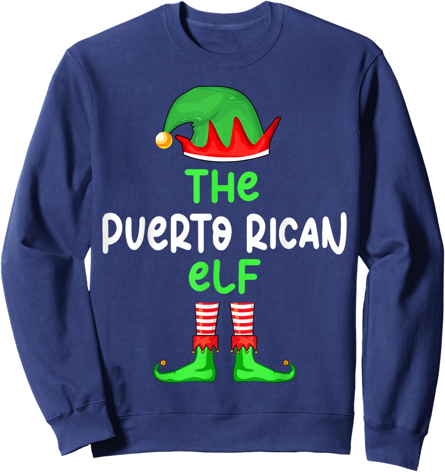 I'm The Puerto Rican Elf Puerto Rico Christmas Funny Pajama Sweatshirt - Sweatshirt | Navy