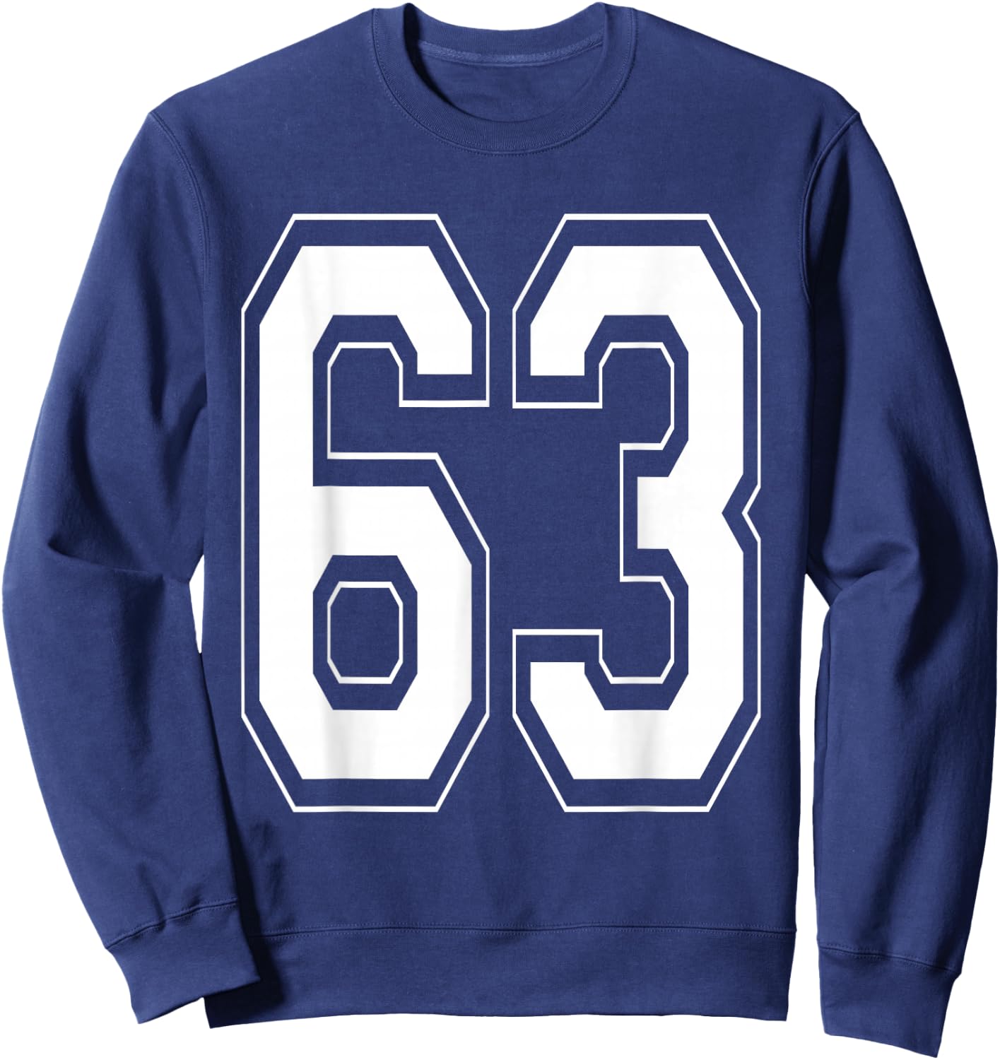 Number 63 Varsity Style Bold Sports Birthday Jersey Sweatshirt - Sweatshirt | Navy