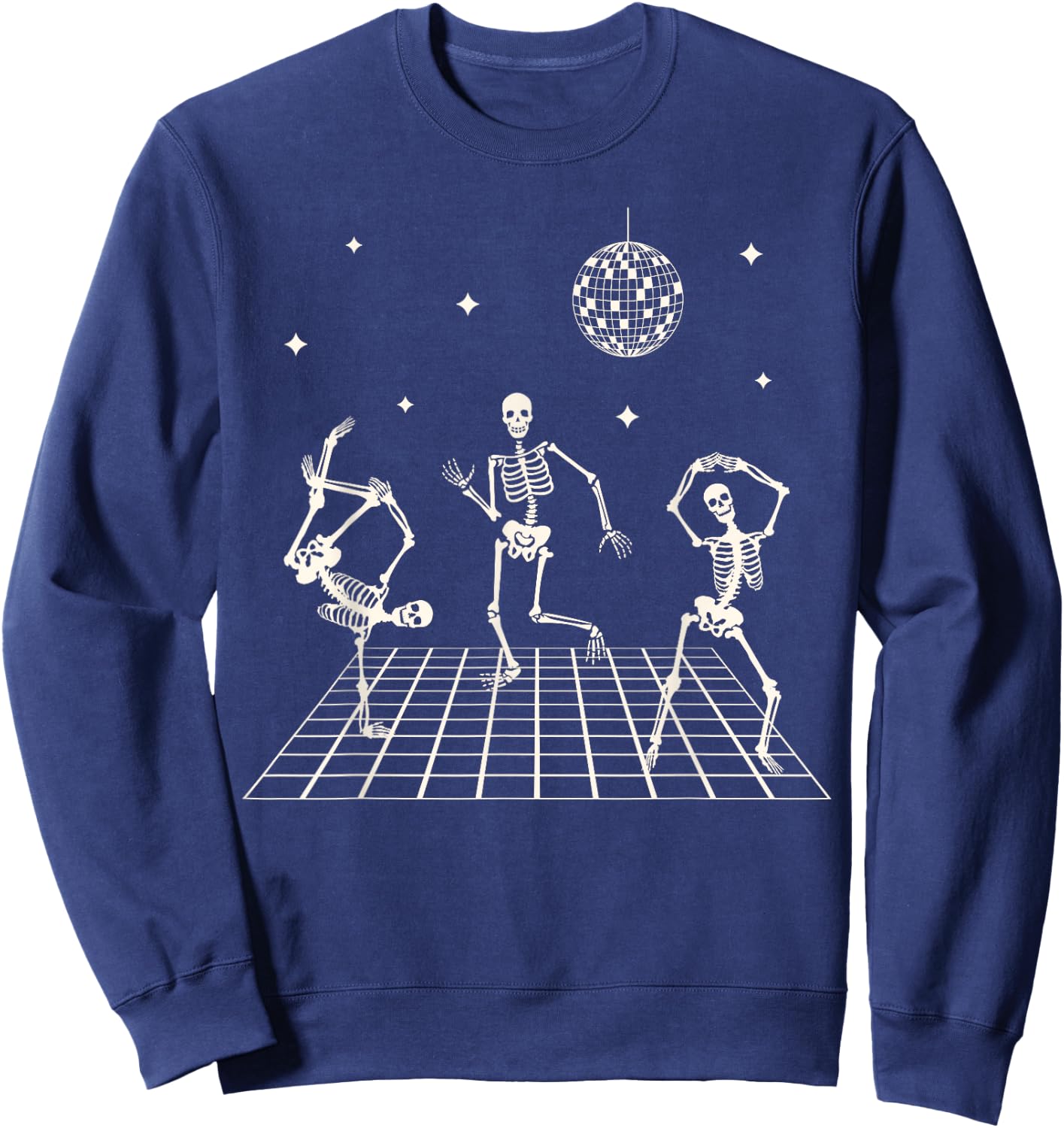 Skeletons Dancing at the Club with a disco ball Halloween Sweatshirt - Sweatshirt | Navy