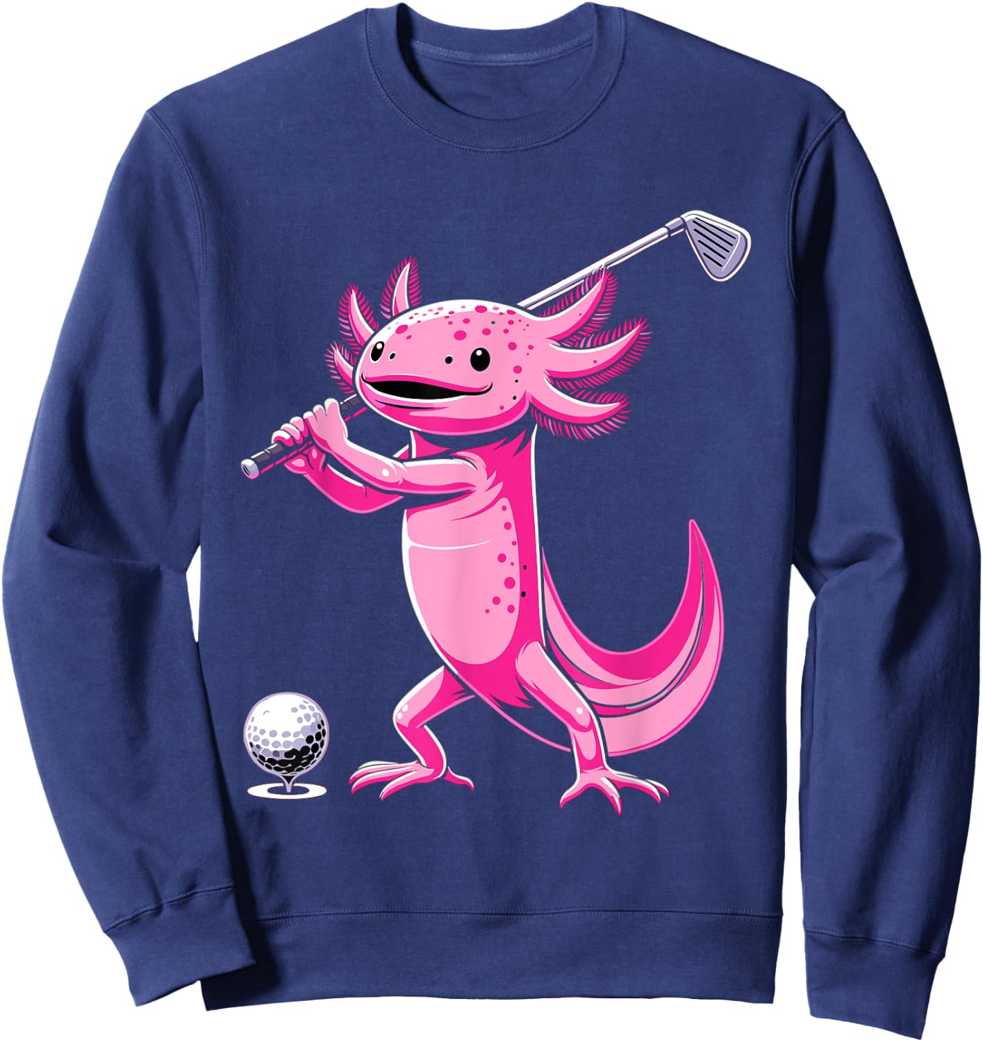 Axolotl Playing Golf Funny Golfing Lover Golfer Sweatshirt - Sweatshirt | Navy