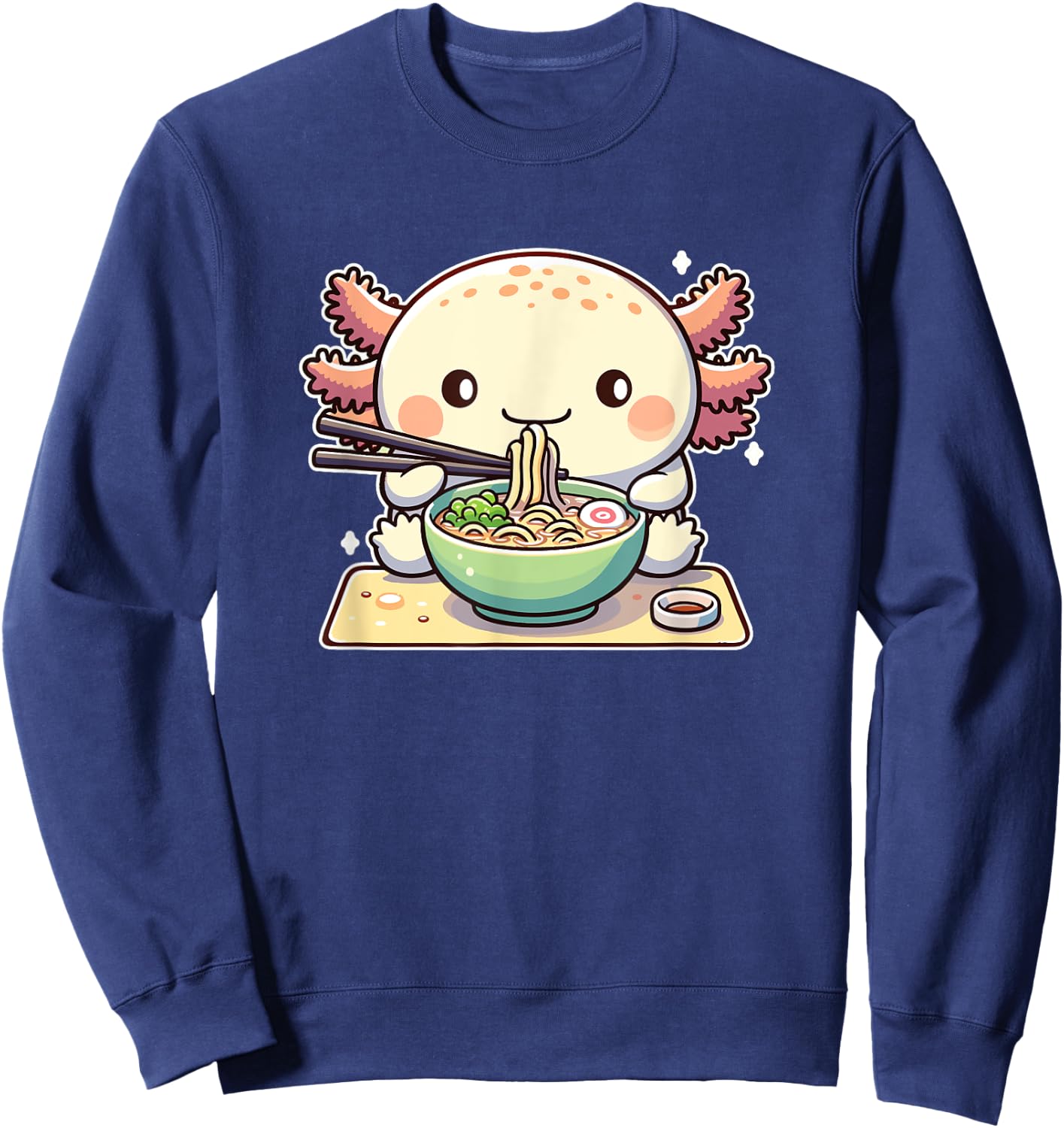 Cute Axolotl Eats Ramen Noodles Axolotls Ramen Sweatshirt - Sweatshirt | Navy