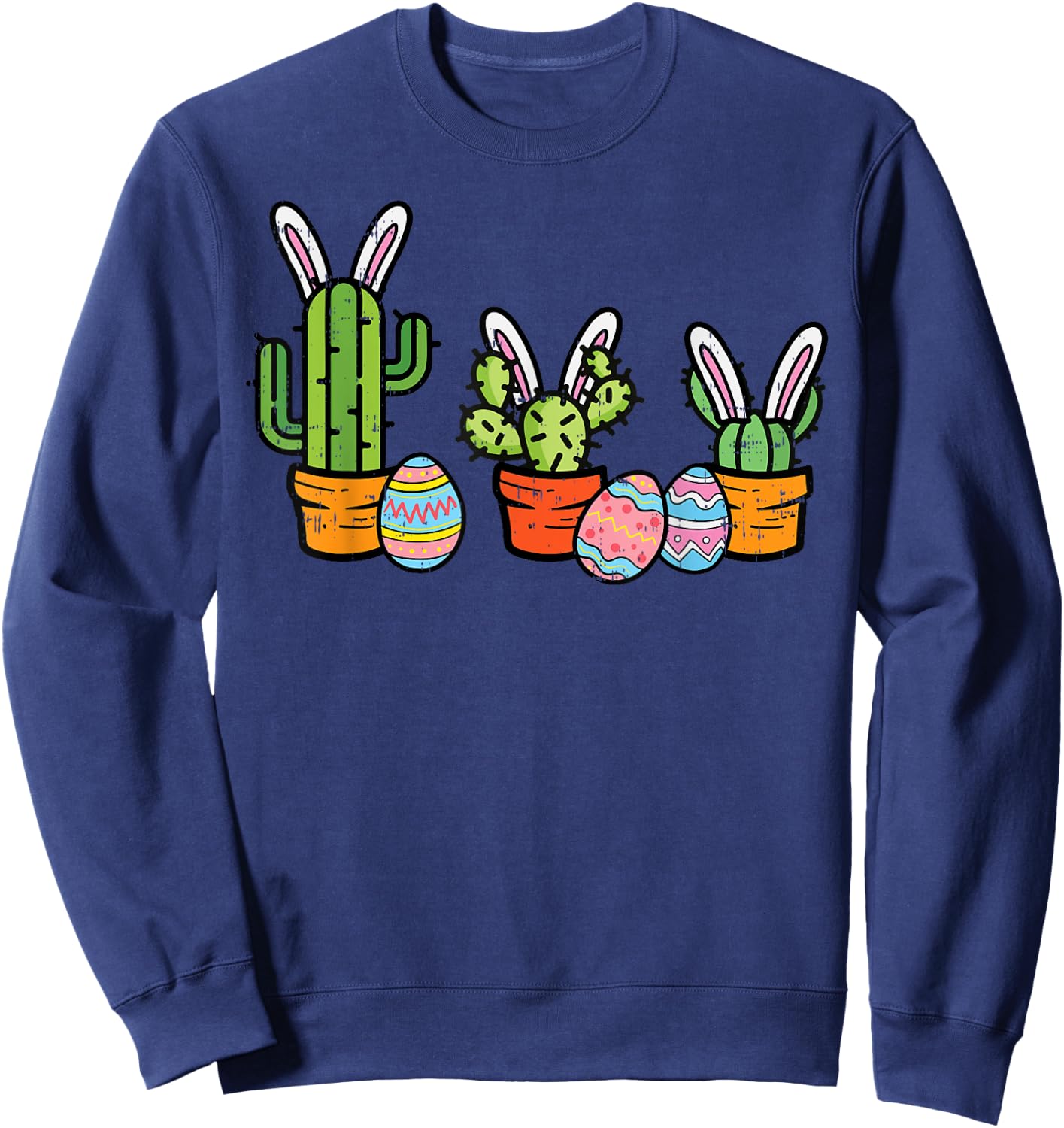Easter Cactus Bunny Succulent Plant Mexican Men Women Kids Sweatshirt - Sweatshirt | Navy