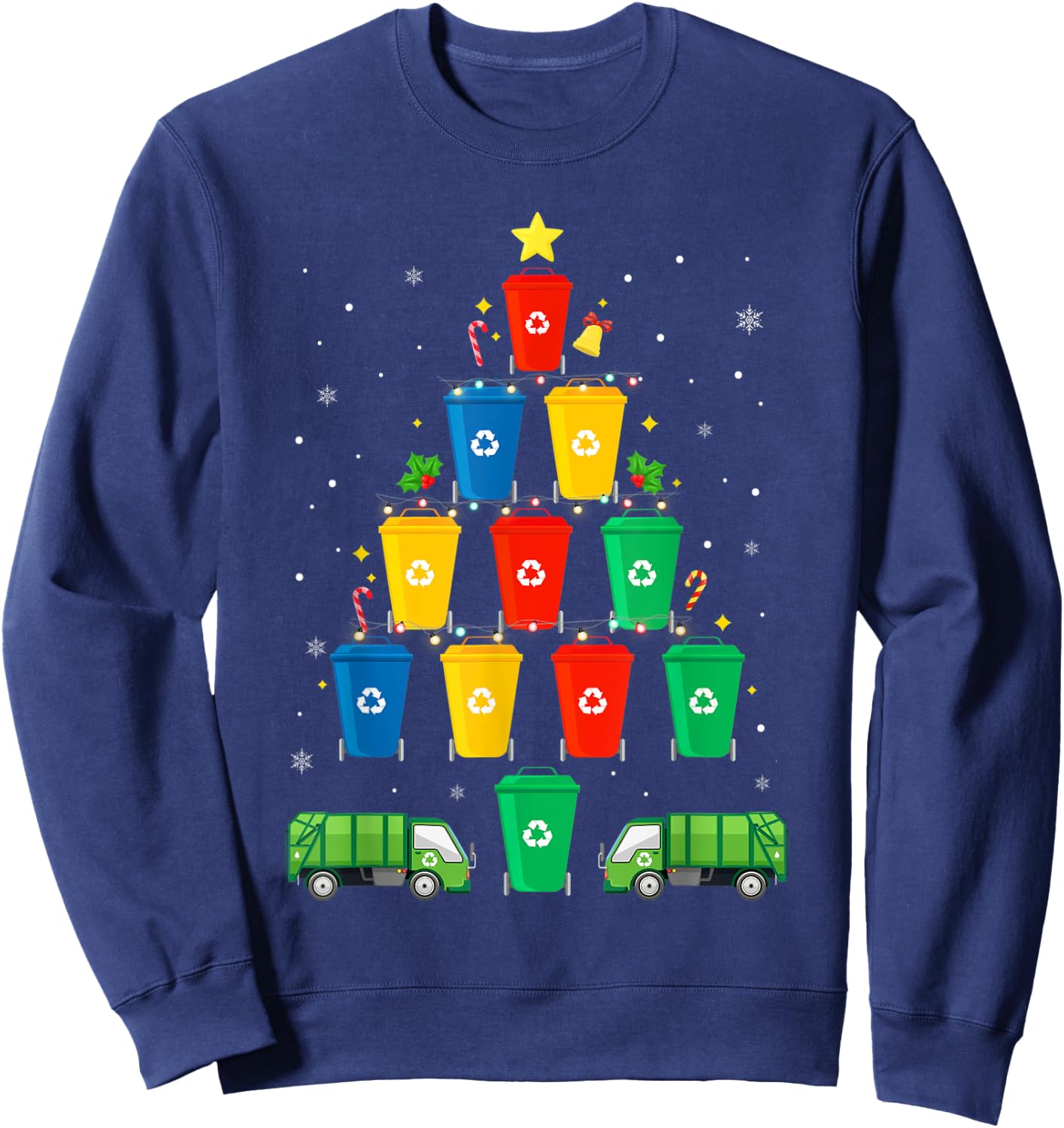 Garbage Truck Christmas Tree Merry Xmas Trash Truck Boy Sweatshirt - Sweatshirt | Navy