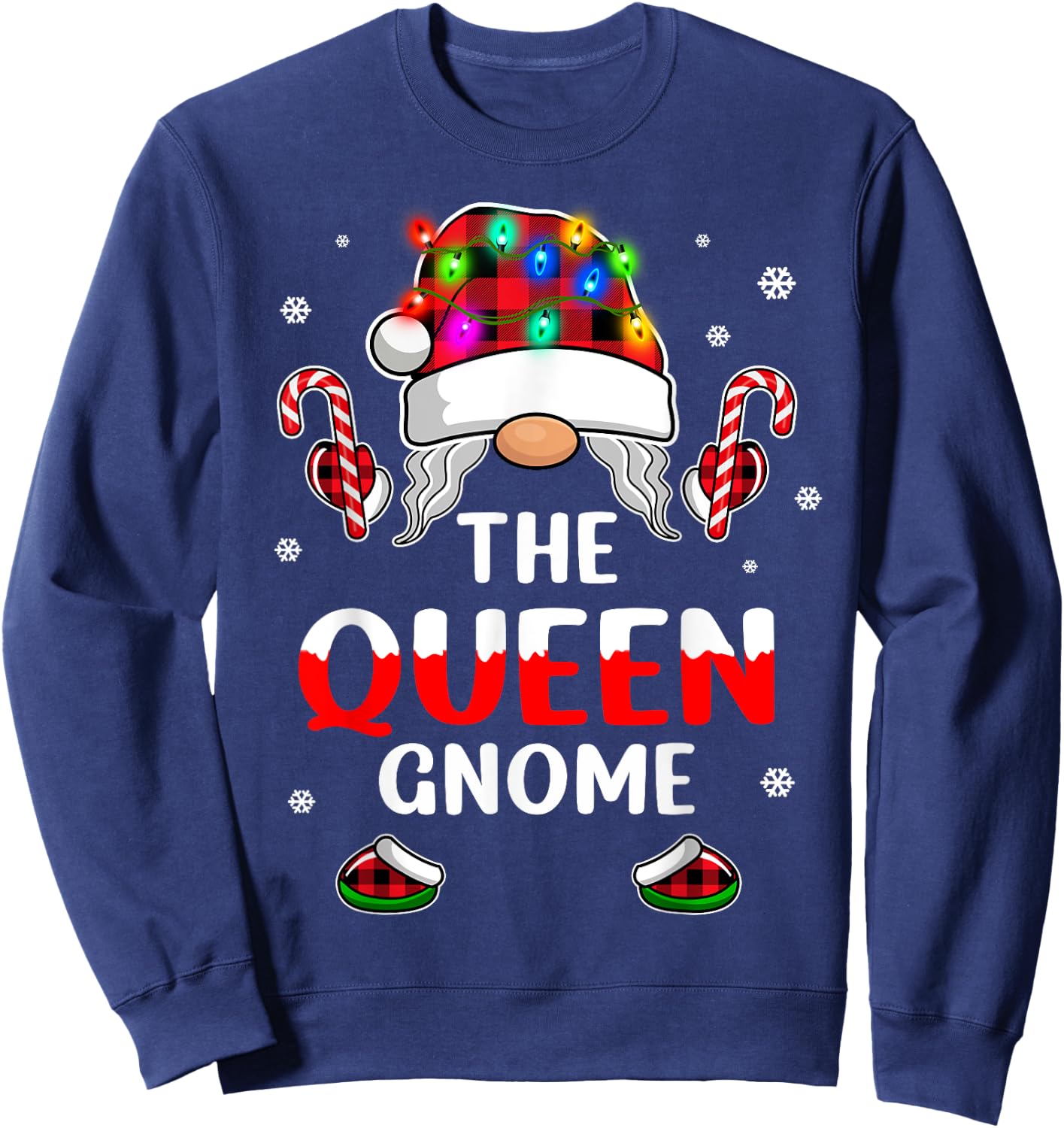 The Queen Gnome Christmas Family Matching Pajama Sweatshirt - Sweatshirt | Navy
