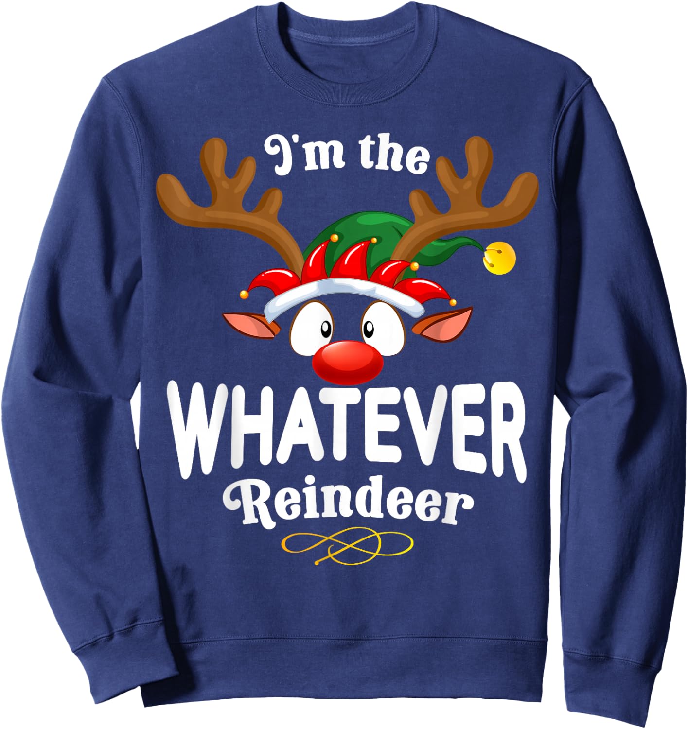 Christmas PJS Whatever XMas Reindeer Matching Sweatshirt - Sweatshirt | Navy