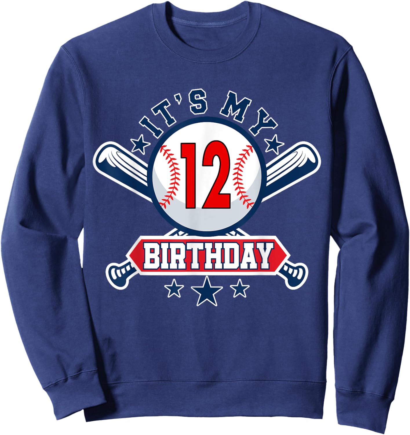 12 Years Old Kids Baseball Player 12th Birthday Party Boys Sweatshirt - Sweatshirt | Navy