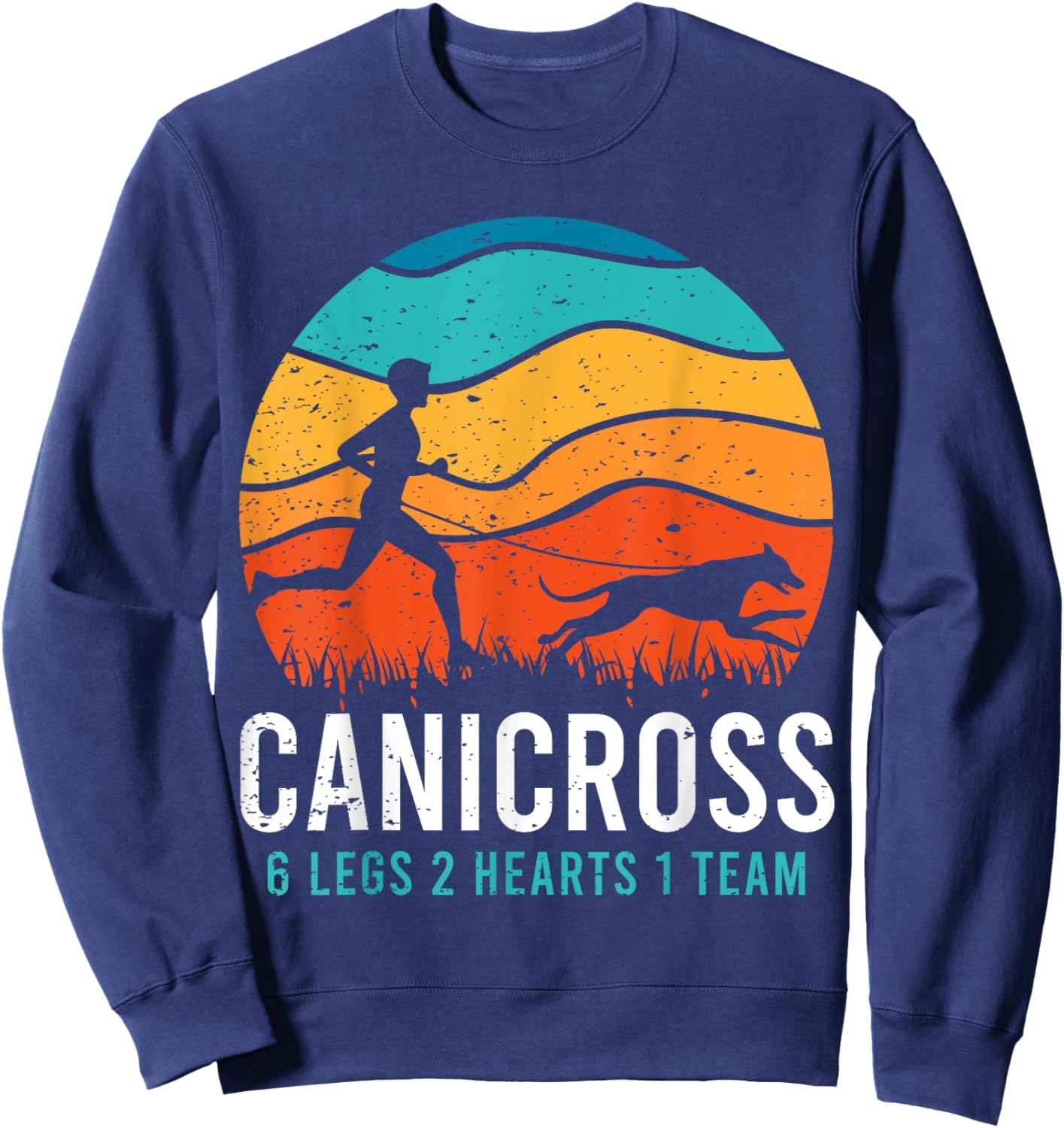 Canicross 6 Legs 2 Hearts 1 Team Funny Dog Running Lover Pun Men Women Girls Kids Sweatshirt - Sweatshirt | Navy