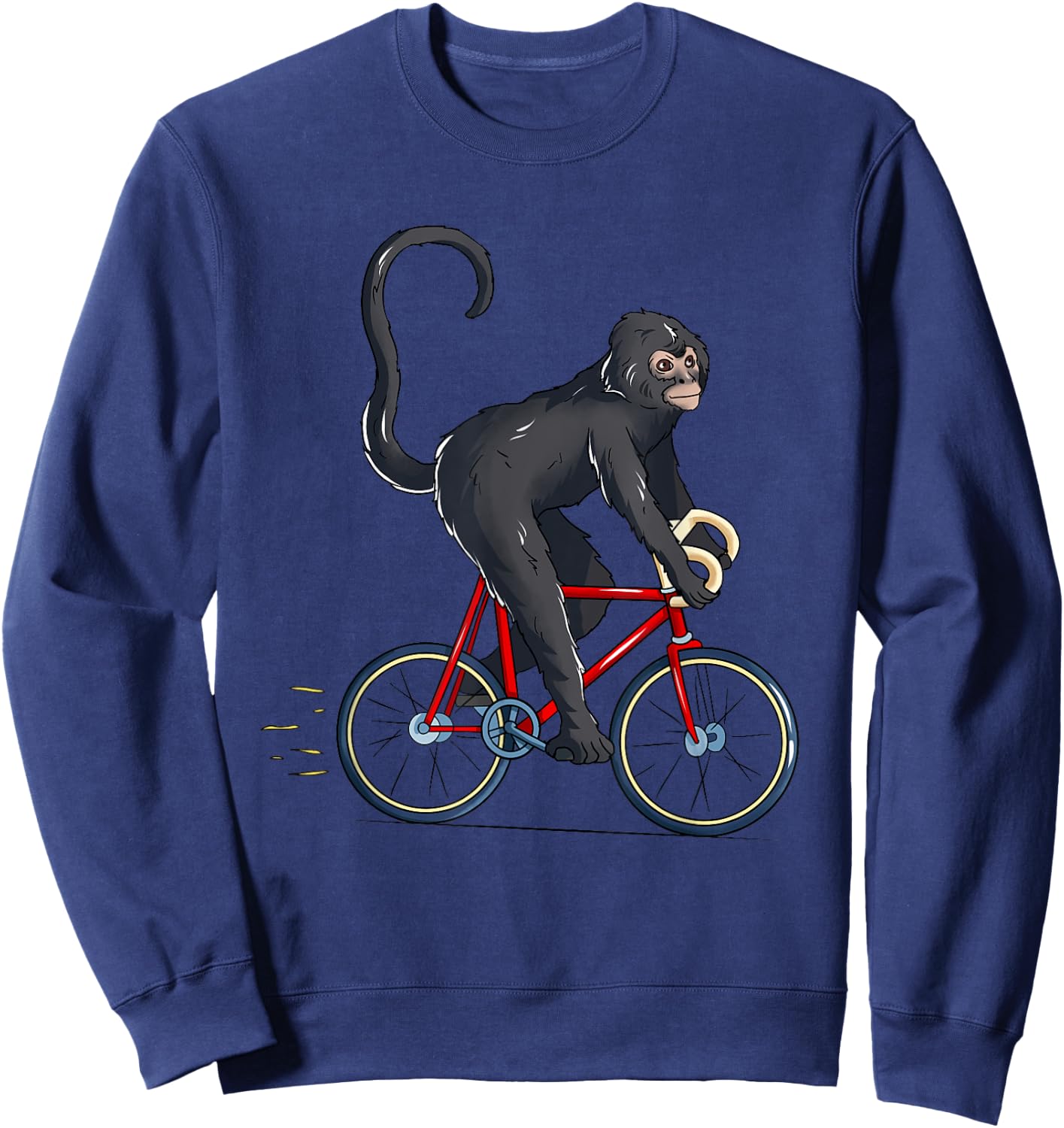 Spider Monkey Riding Bicycle Cute Biker Cyclist Sweatshirt - Sweatshirt | Navy