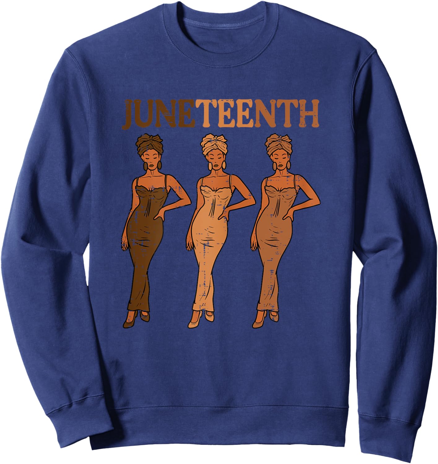 Juneteenth Black Woman Dress 1865 Melanin Women Girls Kids Sweatshirt - Sweatshirt | Navy