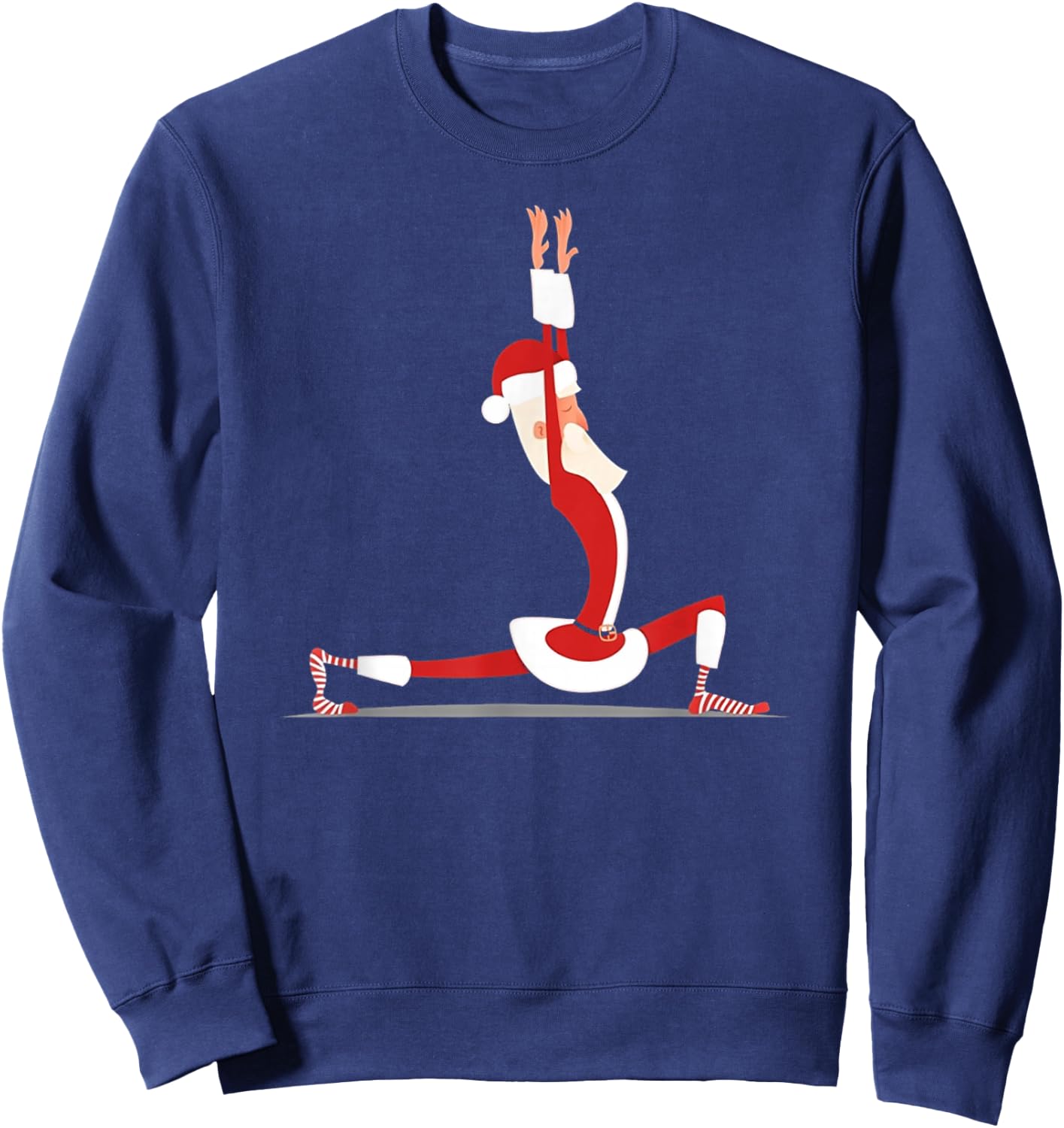 Yoga Christmas Santa Pose Funny Christmas Lovers Costume Sweatshirt - Sweatshirt | Navy