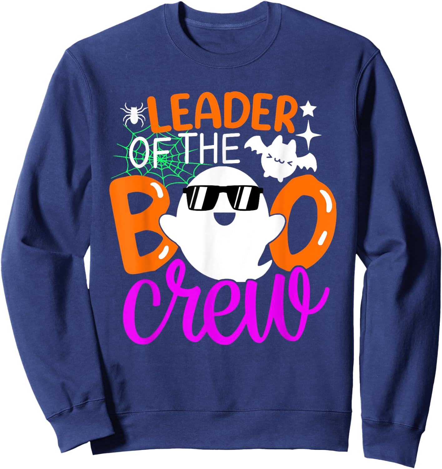 Leader Of The Boo Crew Shirt Funny Halloween Family Matching Sweatshirt - Sweatshirt | Navy