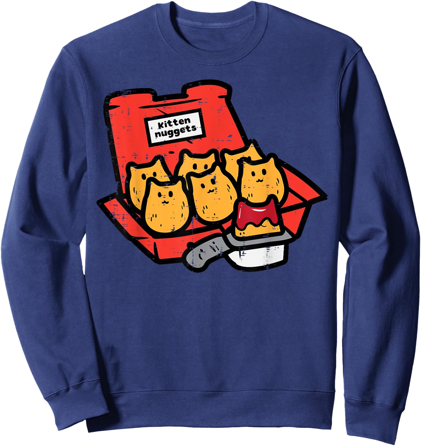 Kitten Nuggets Cute Fast Food Cat Food Lover Girls Boys Kids Sweatshirt - Sweatshirt | Navy